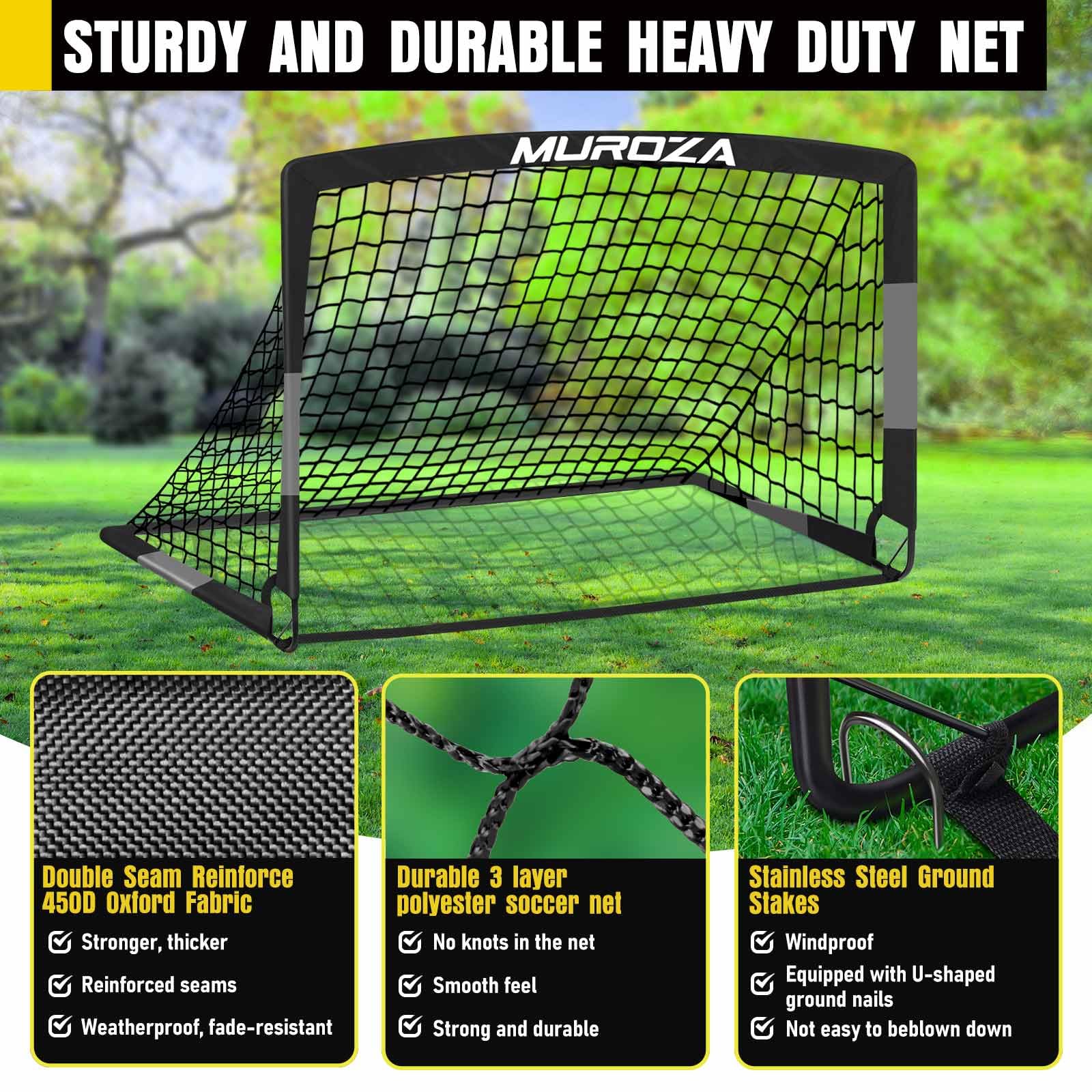 Soccer Goal, Kids Soccer Goals for Backyard Set, Pop Up Soccer Net view 3