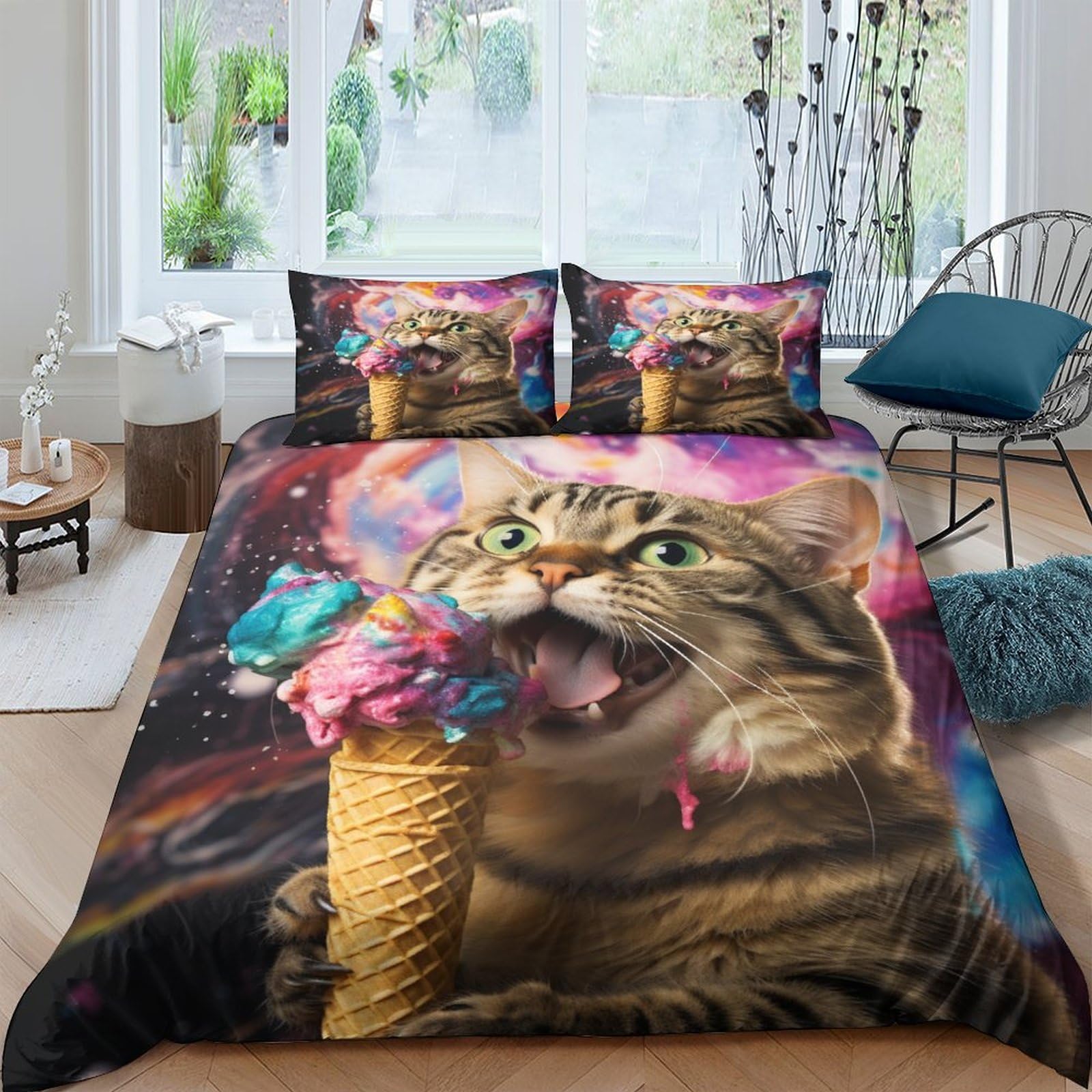 Housses de couettes chat mignon pour lit double et chambre enfant