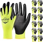 OKIAAS Safety Work Gloves for Men(12 Pairs), Odorless PU Coated, Thin and Breathable | Warehouse, Construction, Repairing