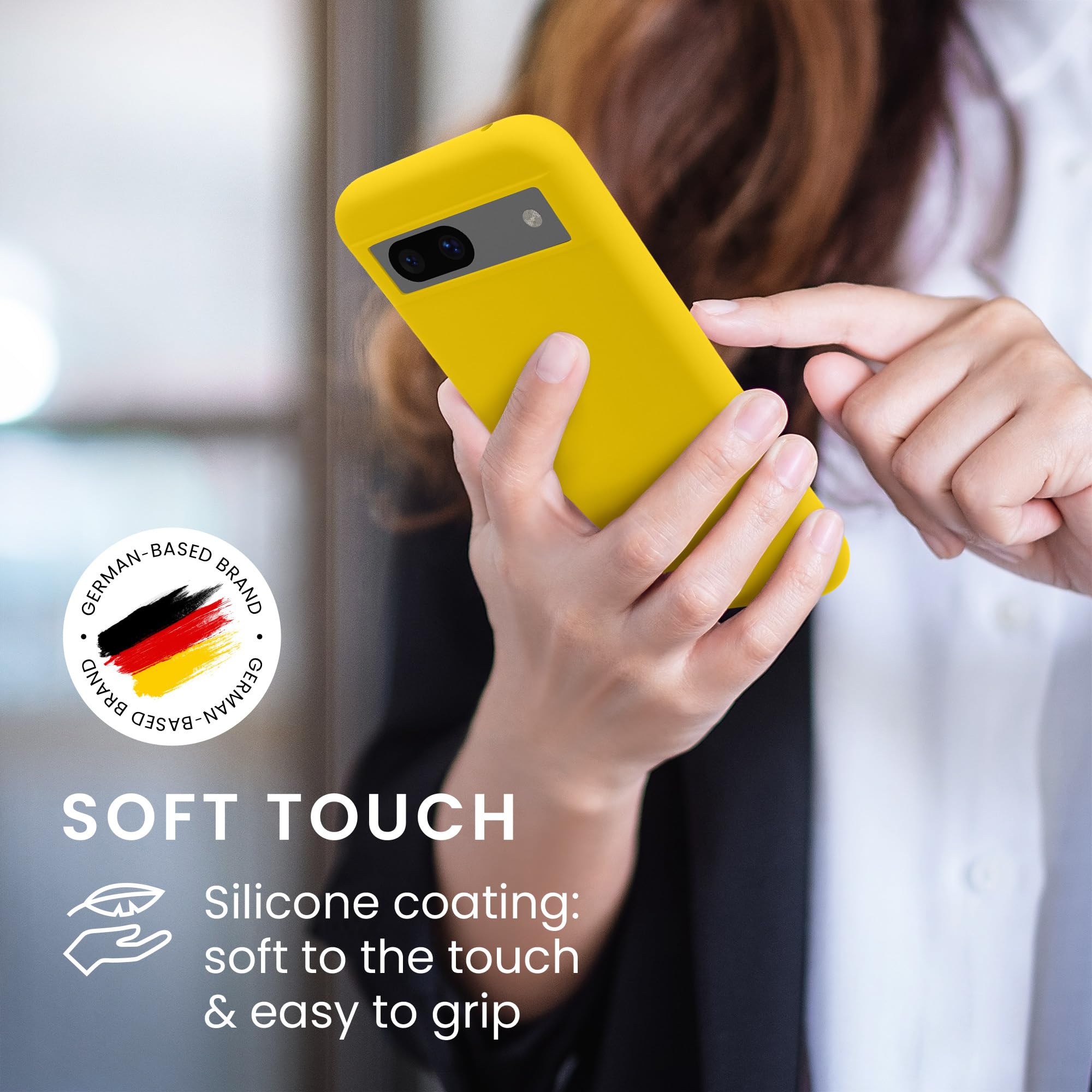 kwmobile Case Compatible with Google Pixel 8a Case - Slim Protective TPU Silicone Phone Cover - Radiant Yellow - Image 4
