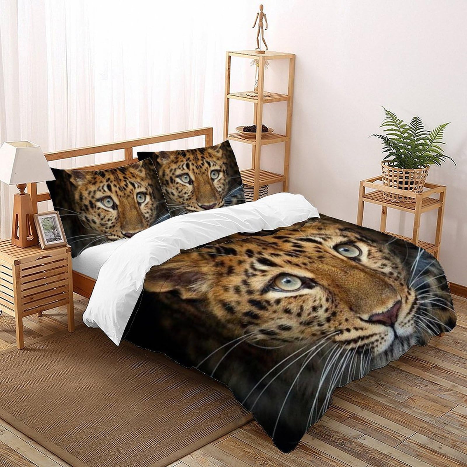 Housse de couette 3D respirante guépard microfibre douce 260x220
