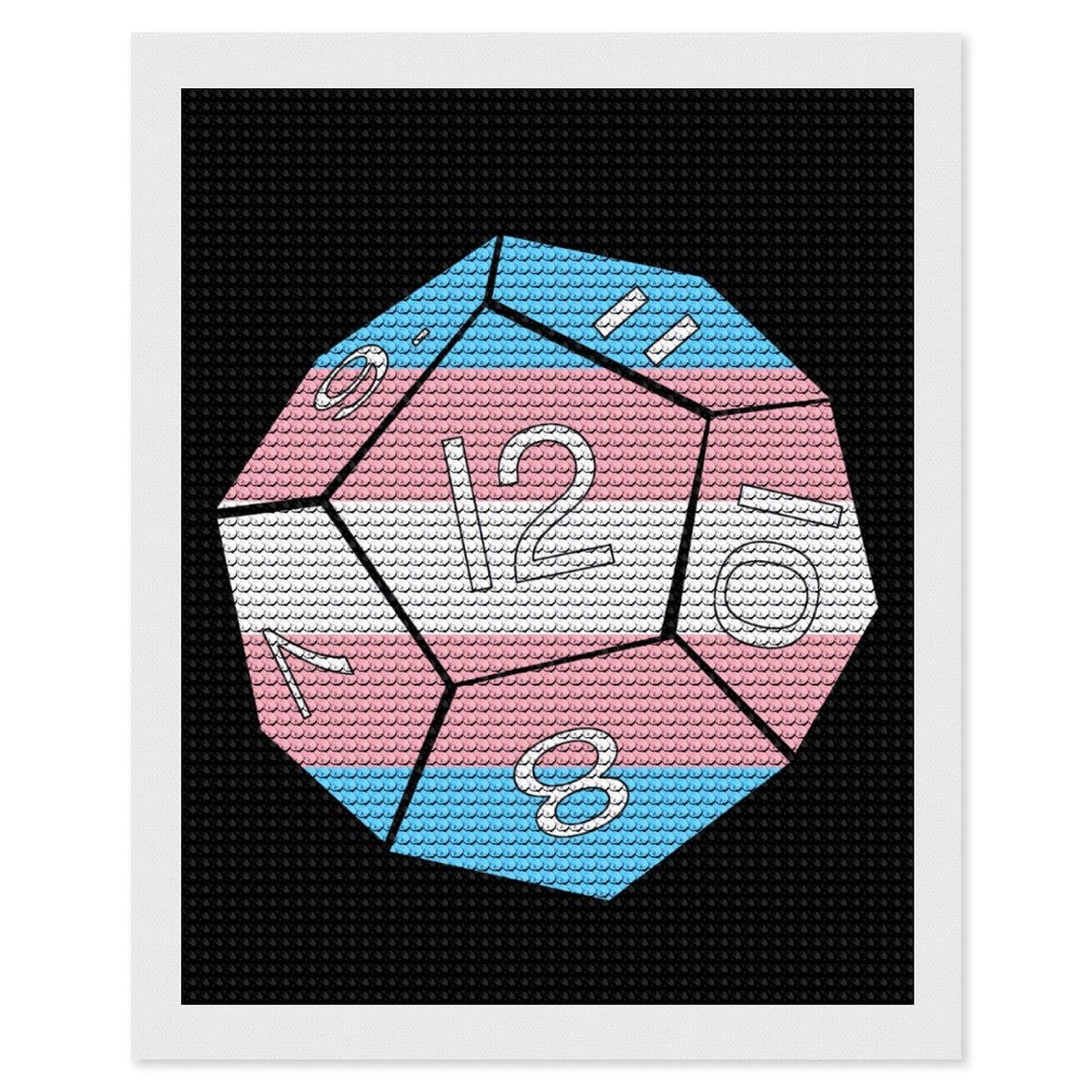 Nclqvjxzkhw Style Transgender Flag Dice Dragons Dungeons Diamond Art Painting For Adult Round Diamonds Pictures Arts Crafts Home Wall Decor 16"X20"