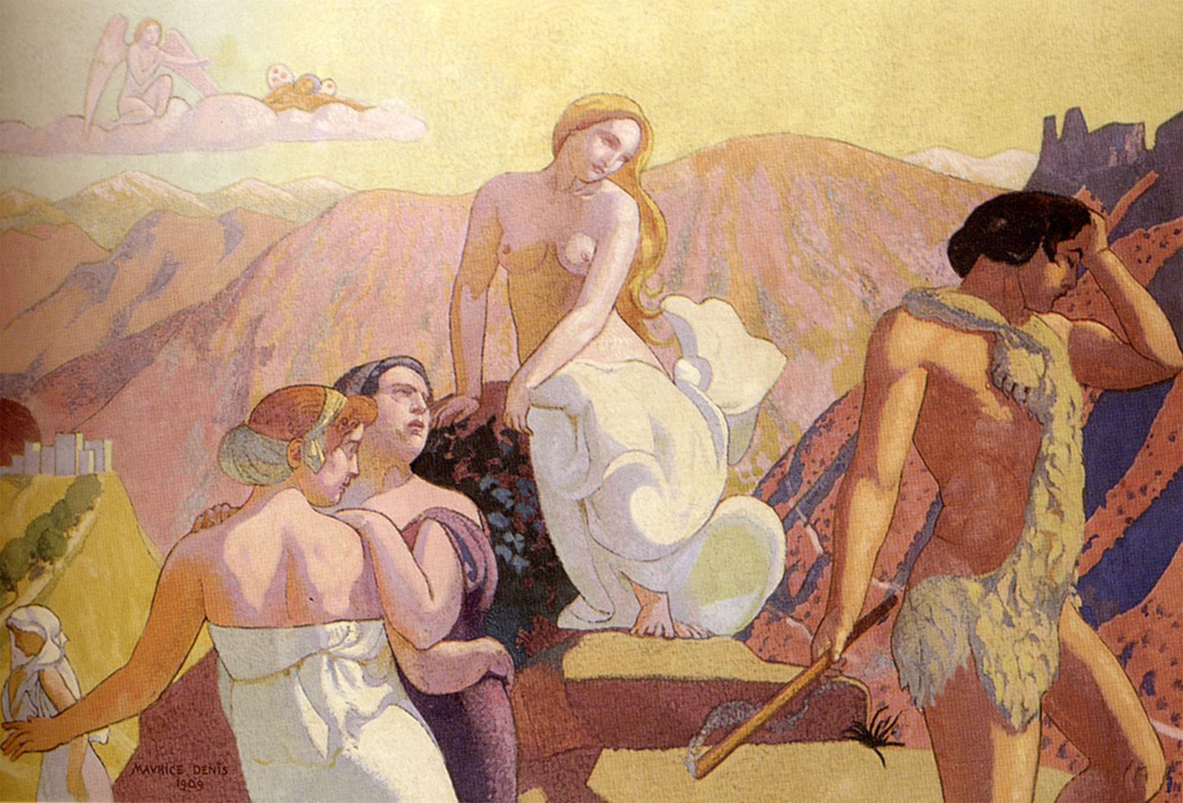 POSTERIIk Famous Modern Artwork Art Mural Psyche's Parents Abandon Her on The Summit of Maurice Denis Oil Paintings Pictures for Home Decor 60x90cm