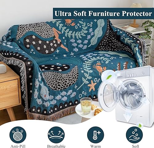 Miniatura 2 de VClife Funda moderna de algodón y lino para sofá de 2 a 3 cojines, funda antideslizante suave para sofá modular de perro y gato, funda de sofá