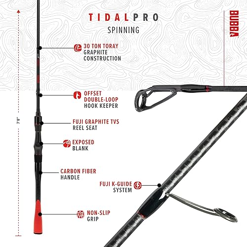 Miniatura 3 de BUBBA Tidal Pro Inshore - Caña giratoria de 7 pies y 6 pulgadas con agarre de fibra de carbono