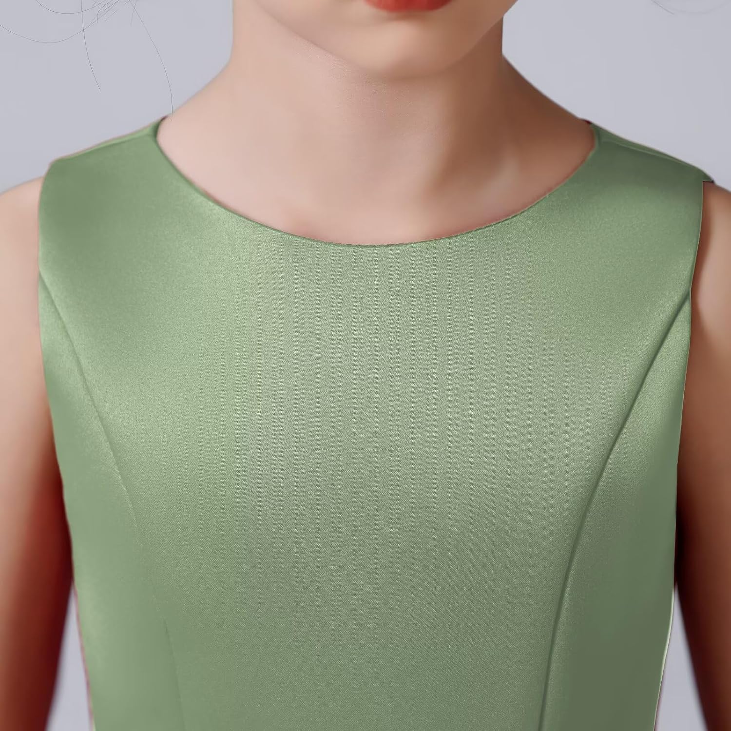 dideyttawl Satin Hi-Lo Formal Dress for Girls 4-16 Sleeveless A Line Quinceanera Dresses Flower Girl Dresses for Wedding - Image 4