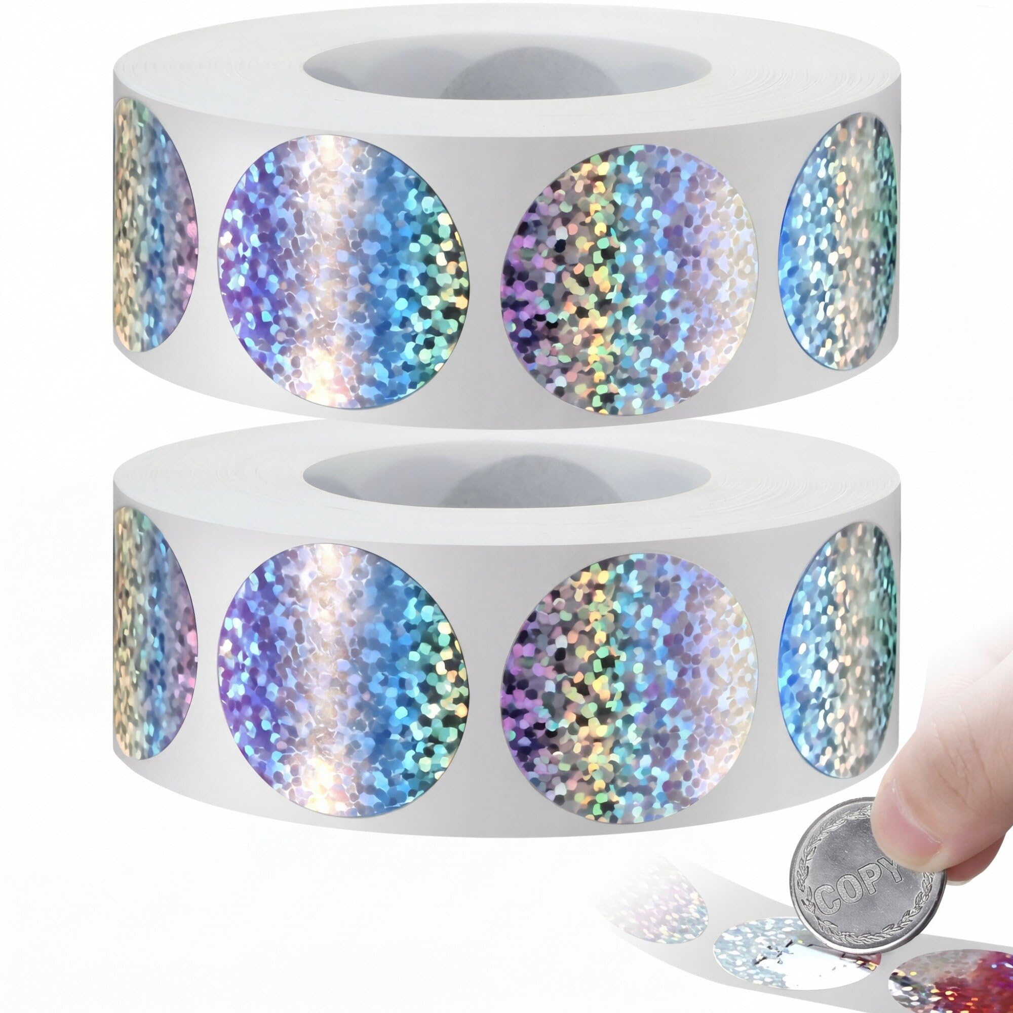 Pastilles argentées holographiques 2,5 cm pour animations et loteries festives