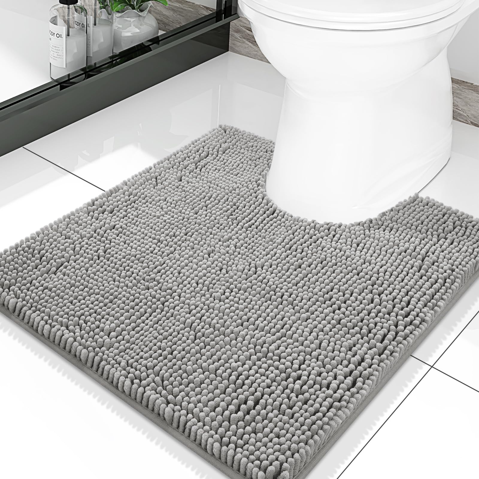 Smiry Toilet Rugs U-Shaped 20x20, Extra Soft Absorbent Contoured Bath Mat