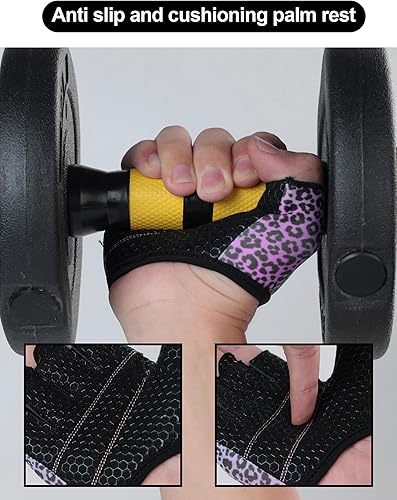 Miniatura 2 de KUTOOK Guantes de levantamiento de pesas para mujer, guantes de entrenamiento de gimnasio con protección de palma y agarre adicional, guantes de