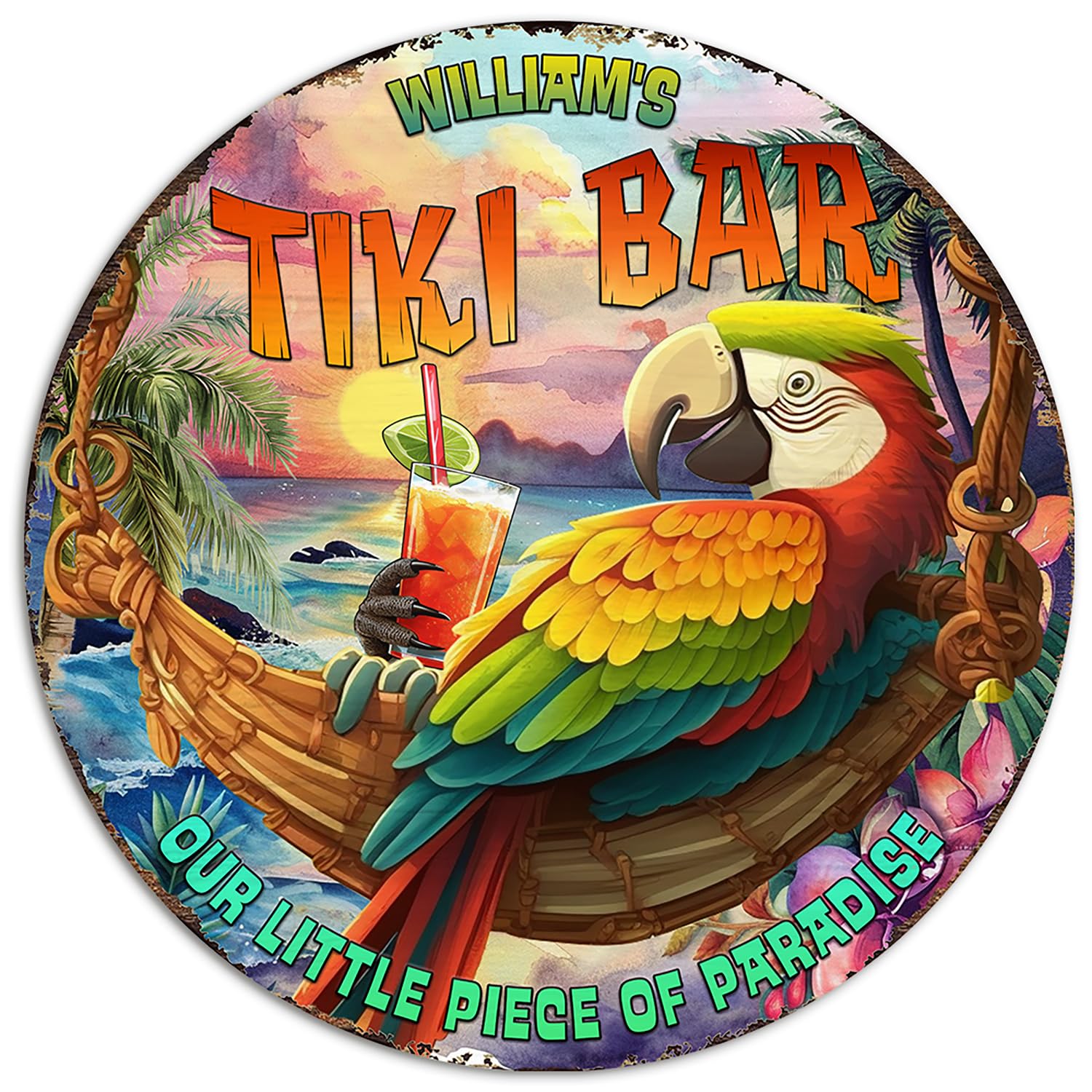 THUYPT Personalized Tiki Bar Sign Tiki Wooden Sign, Tiki Sign for Tiki Lounge Wall Hanging, Tiki Decorations Summer Bar Decor, Tropical Beach Sign