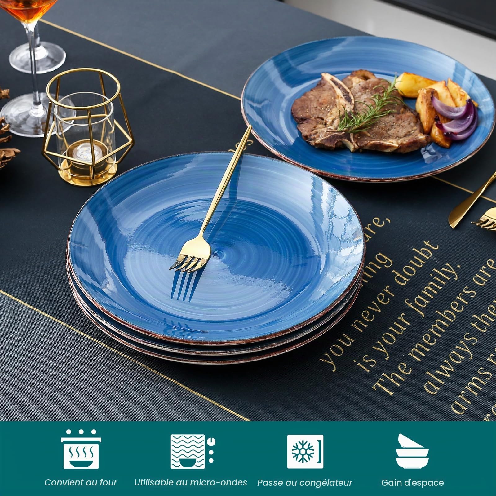vancasso, Série Bella, 4 Pièces Assiette Plate à D?ner, Assiette Grande en Porcelaine
