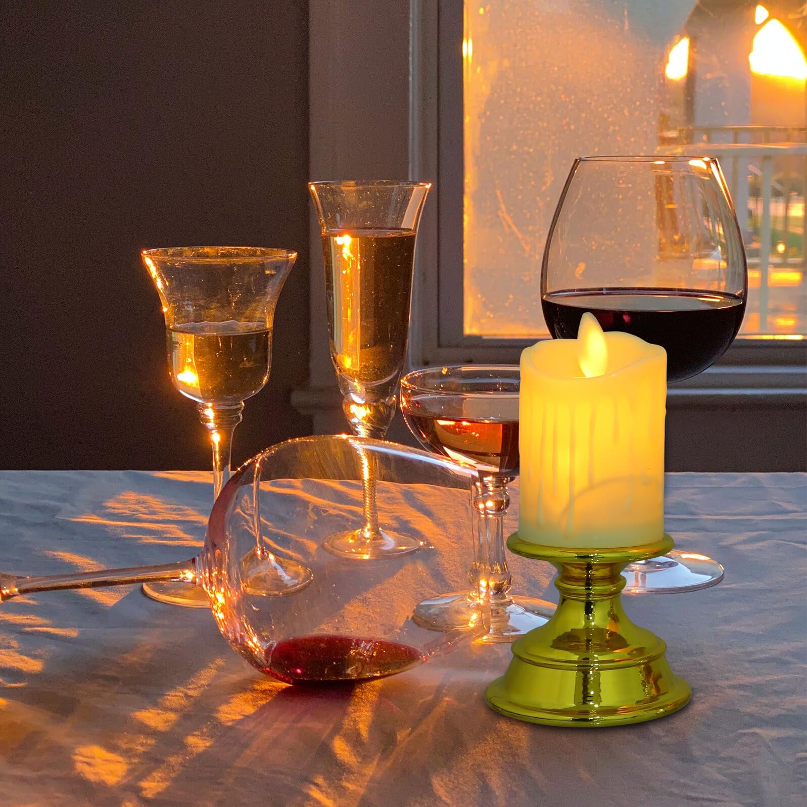 12 Pezzi Set 3 Candele a Batteria senza Fiamma Tremolanti, Luci di Candela Coniche a Batteria per Finestre, Decorazioni Casa per San e Anniversari, Effetto Realistico senza Cera e