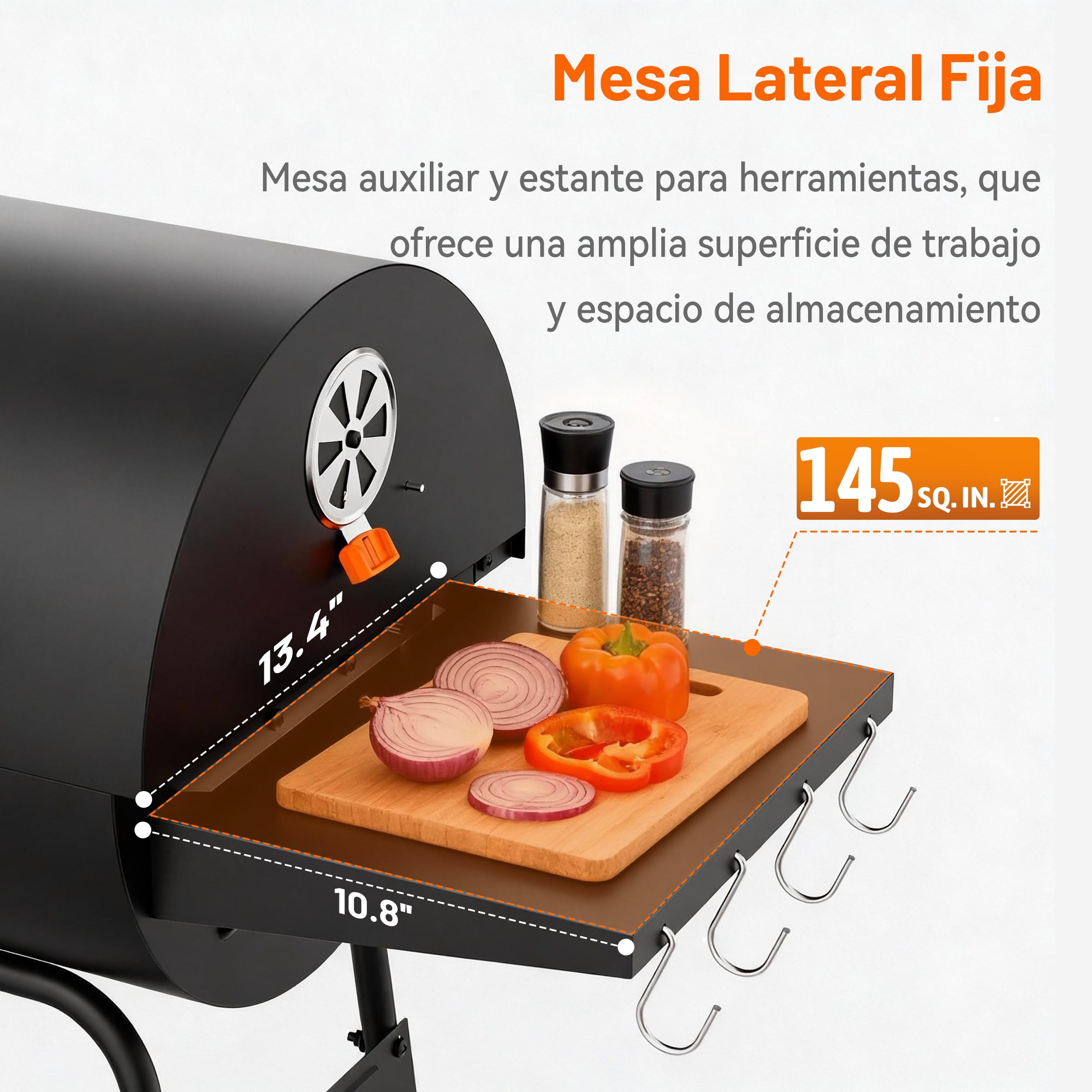 KEYO Barbacoa de Carbón y Ahumador con Bandeja de Carbón Regulable en Altura, Gran Barril de Barbacoa Portátil para Jardín Exterior, Cámping, Fiesta en Patio y Picnic - 20 Pulgadas