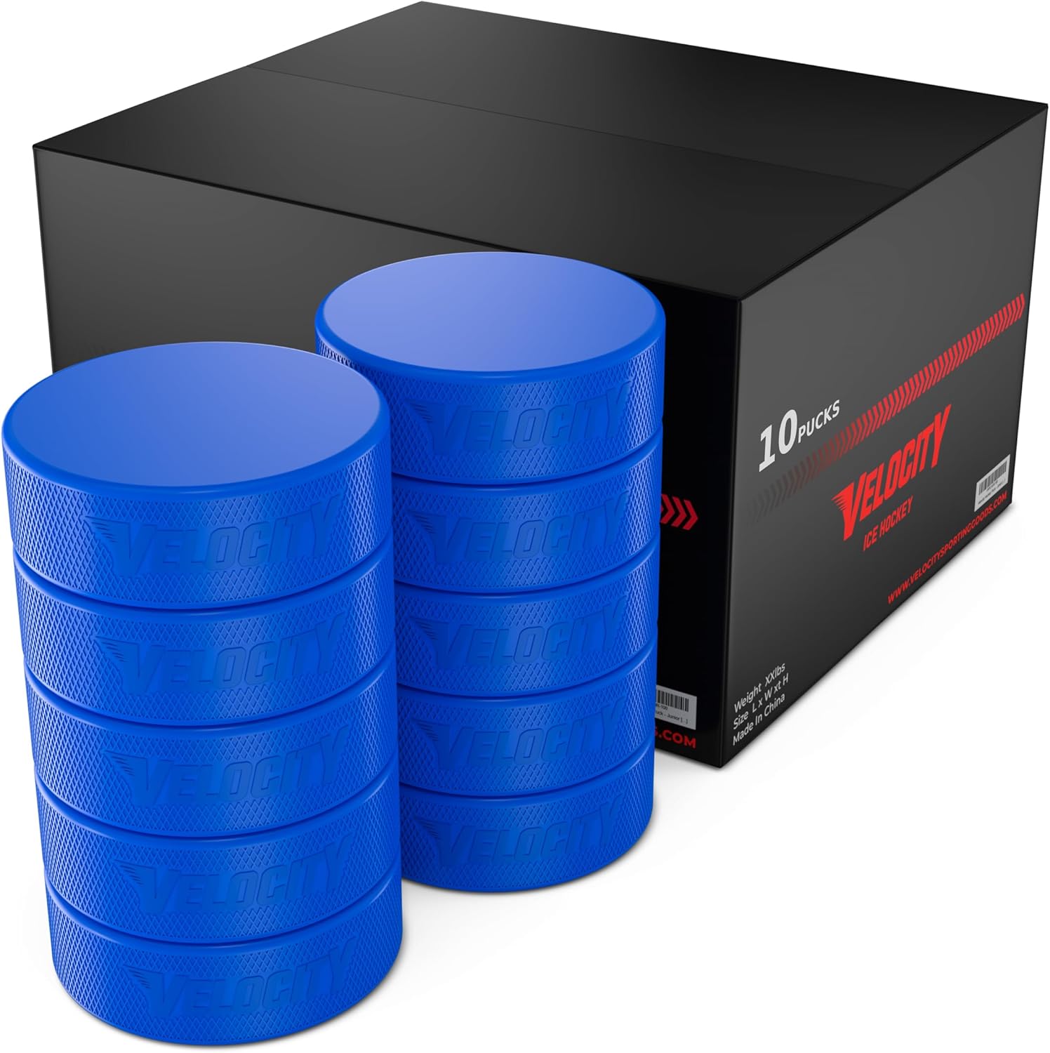 Velocity Hockey Pucks, Junior Lightweight, Senior Official, Heavyweight Training Hockey Pucks, 5, 10, 25, 50, & 100 Pack