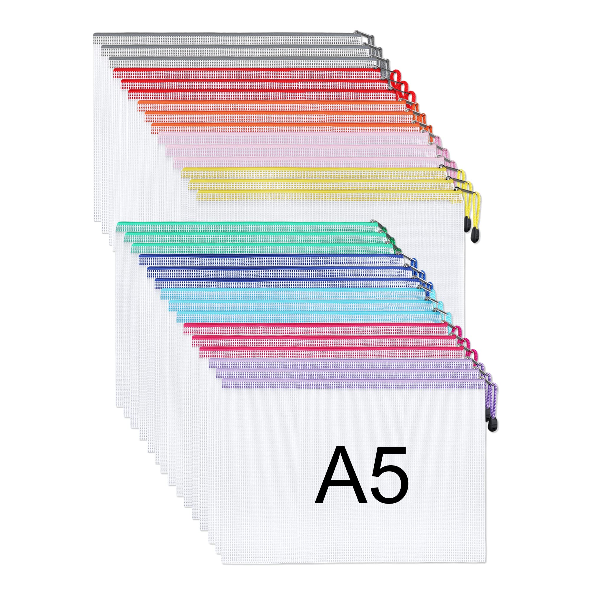 STARVAST 40 Buste Portadocumenti A5 Con Cerniera In PVC Impermeabile - 5 Colori