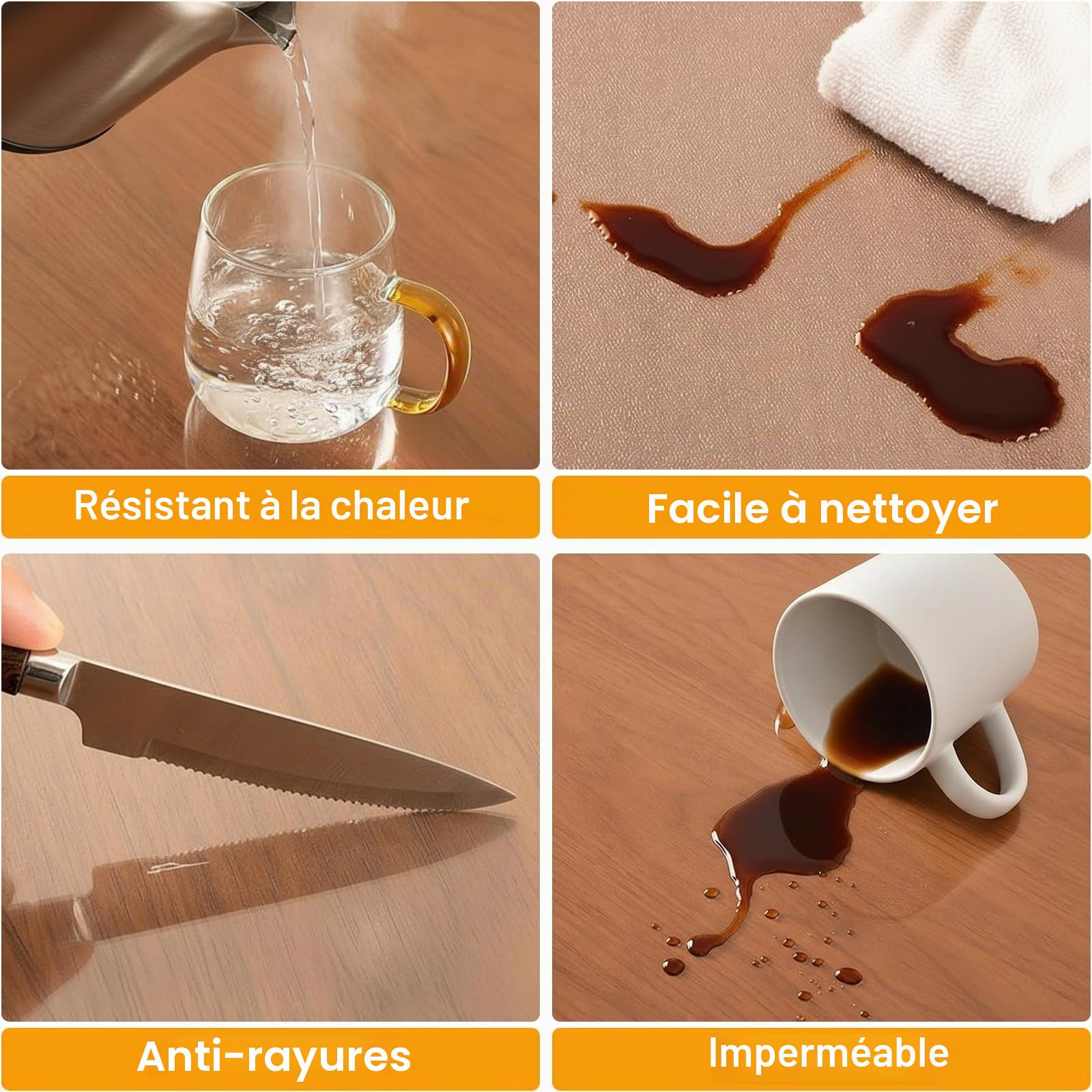 SHANNA Nappe Transparente Épaisse 80 x 80cm Rectangulaire, Imperméable Protection Table Transparent, Toile Cirée Transparente Nappe Plastique, PVC Nappes Protege Table Transparent Protège Les Rayures