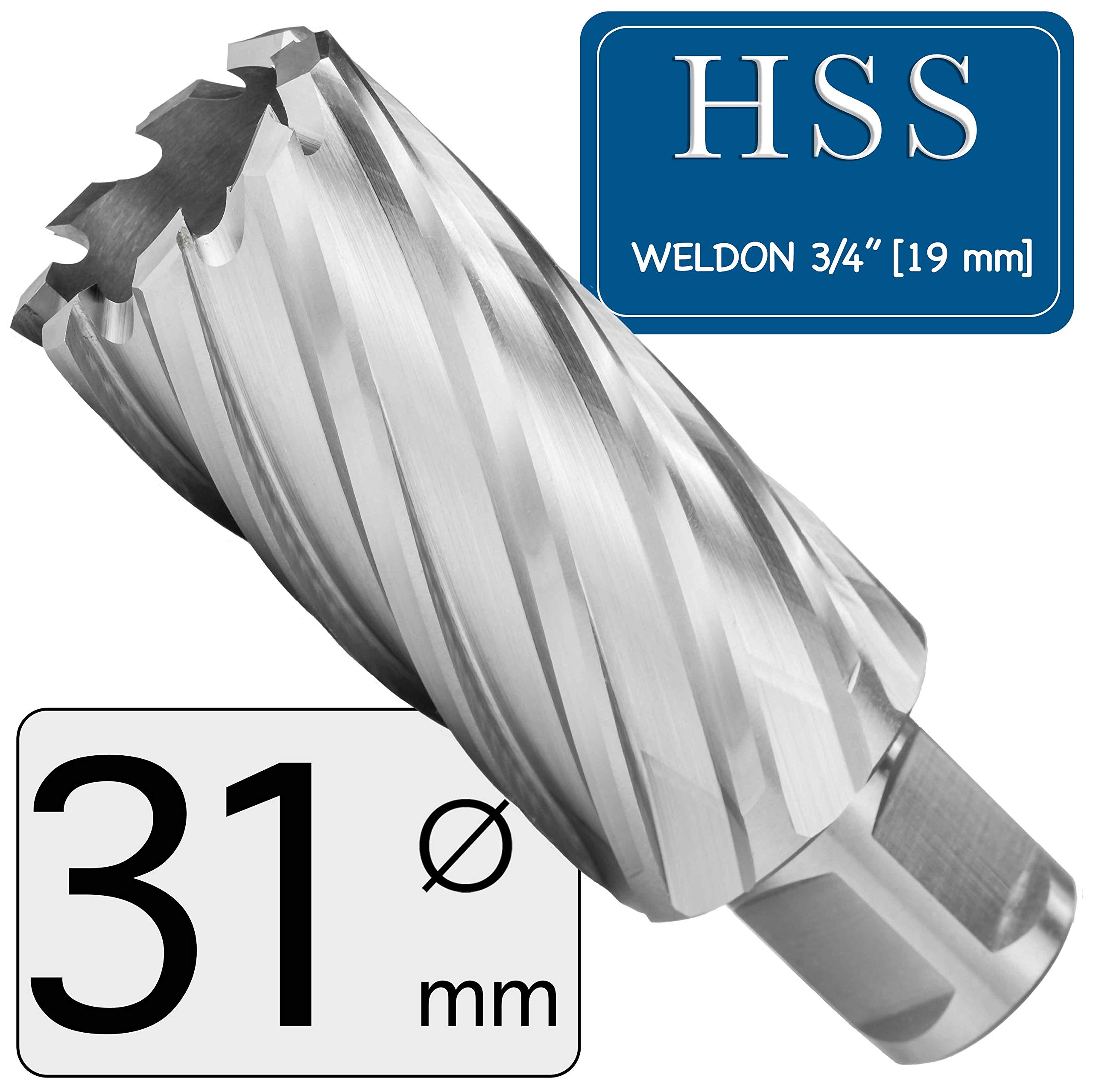 MELVER Punta per trapano HSS Weldon, 19 mm, profondità di taglio 55 mm (31)