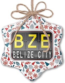 Christmas Ornament BZE Airport Code for Belize City Red White Blue Xmas