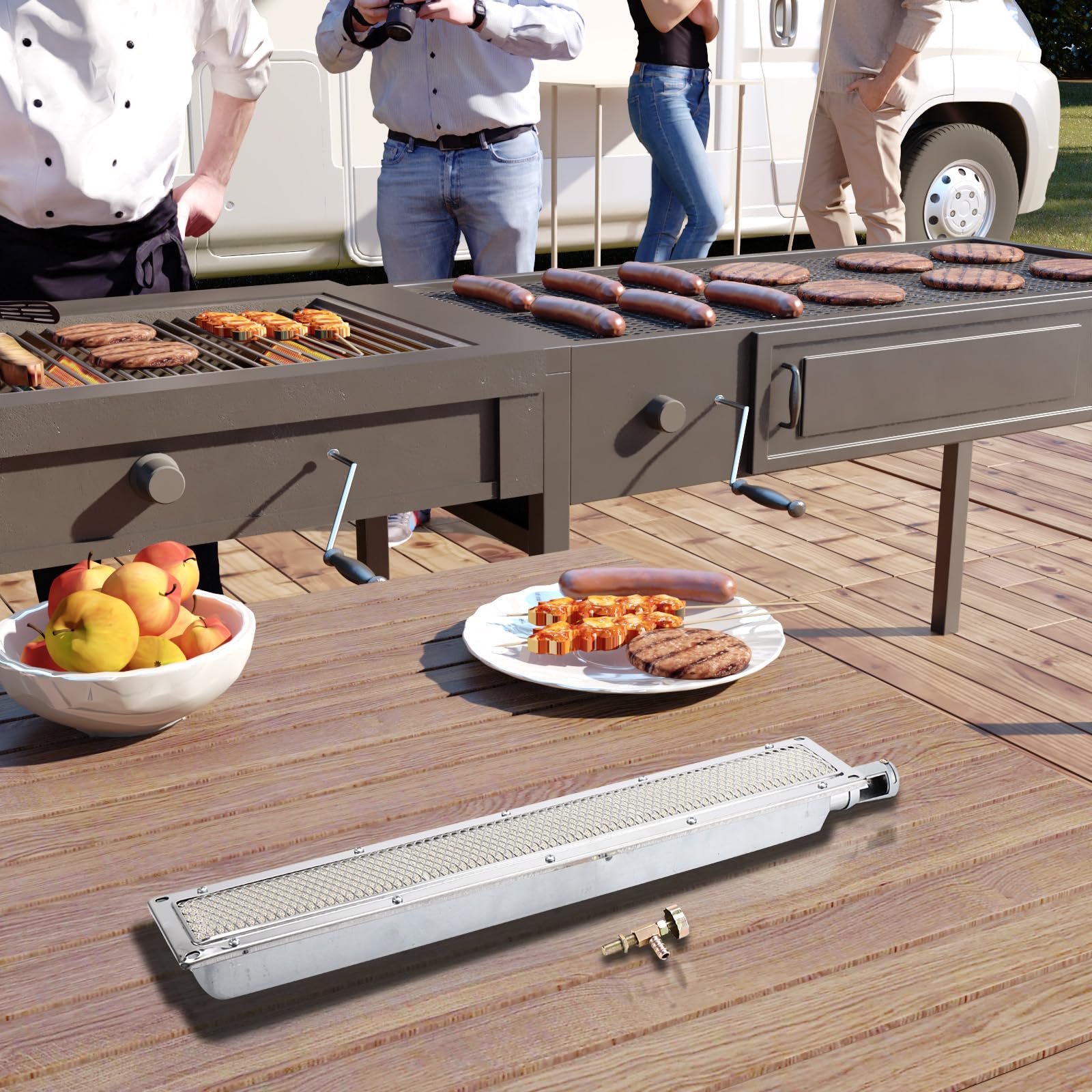 Brûleur latéral infrarouge - Brûleur latéral infrarouge - Barbecue à gaz - Élément chauffant - Chauffage en céramique - Pour cuisiner, griller, rôtir le camping - 57 x 9,5 cm