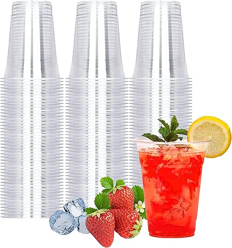Miniatura 1 de TashiBox 100 tazas de plástico de 16 onzas, tazas de café helado para llevar, tazas de fiesta de PET transparentes