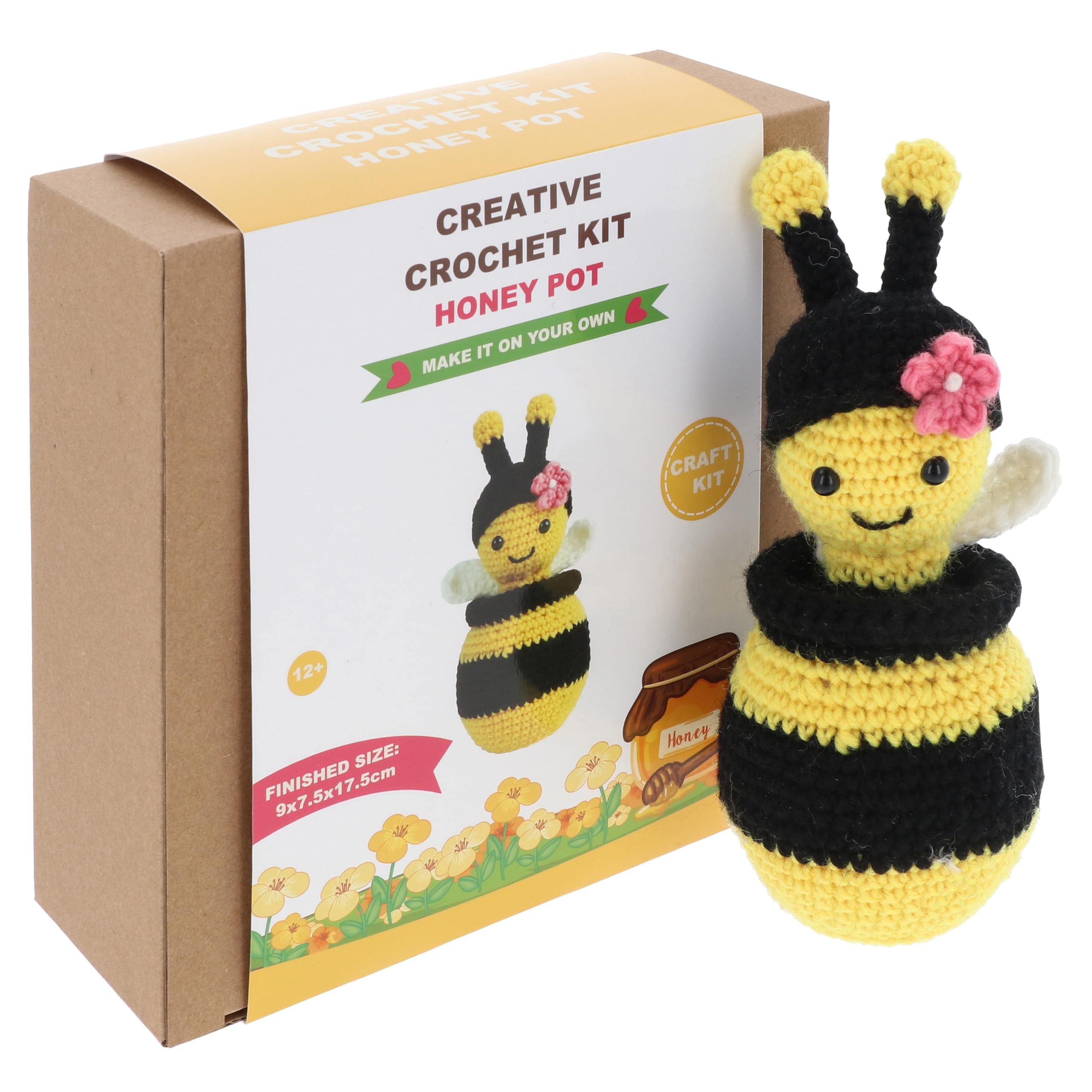 Shudehill Giftware Creative Crochet Kit for Adults – DIY Honey Pot & Bumble Bee Craft Set, Perfect for Beginners, Includes All Materials & Instructions for a Fun, Easy Crochet Project