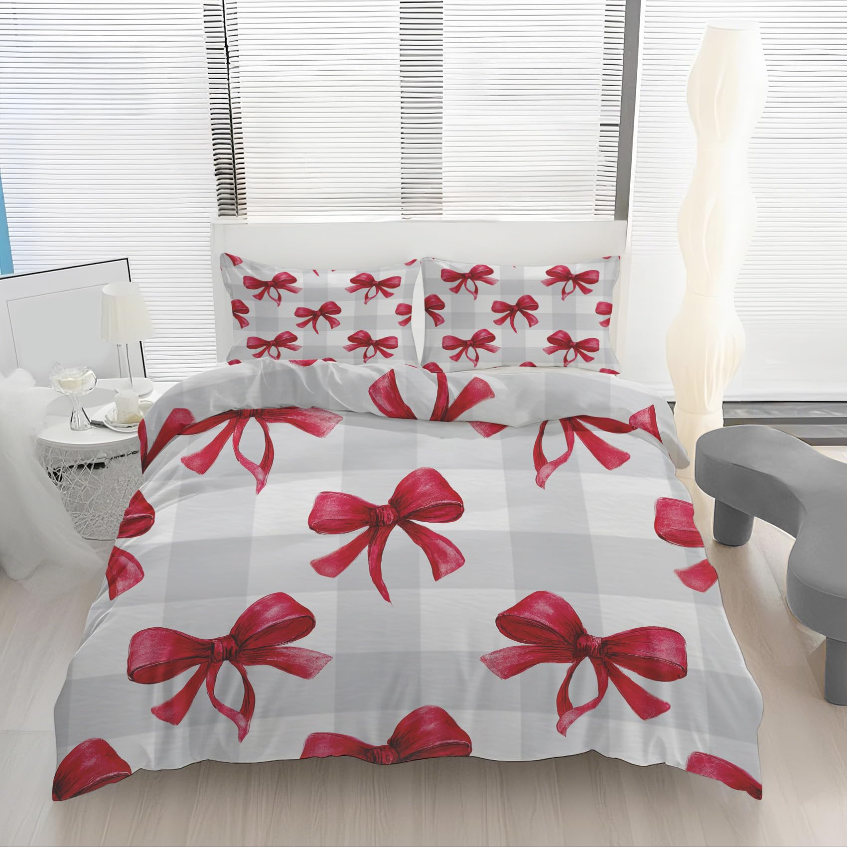 Housse de couette 240x220 nœud rouge finie la couette qui glisse la nuit