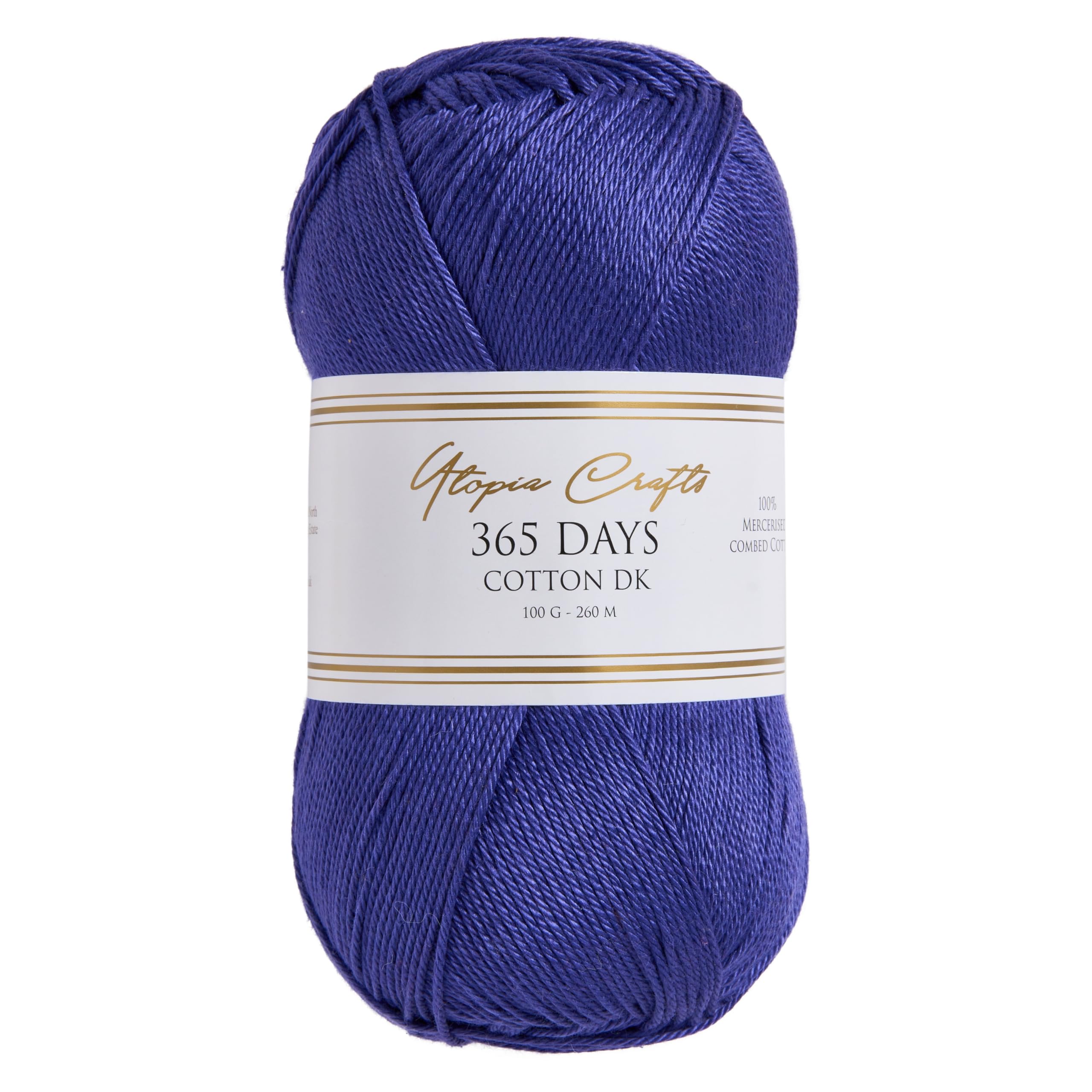 Utopia Crafts 365 Days Mercerised Combed Cotton DK Yarn for Knitting & Crochet 100g (Deep Blue) — image 1