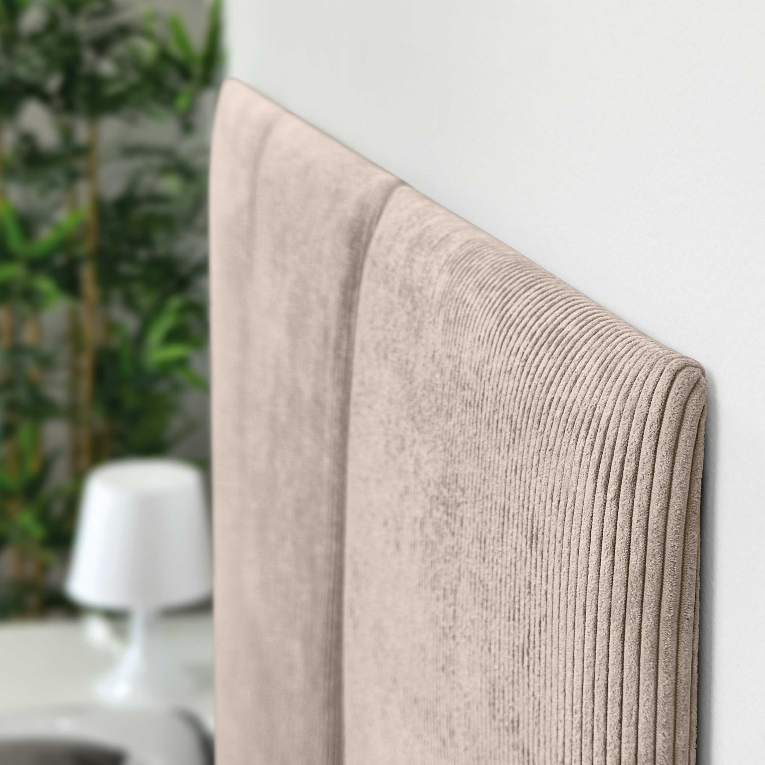 DHOME Cabecero Tapizado Pana Premium Antimanchas Diseño Modular Vertical Autoadhesivo Cabezal Cama Dormitorio Acolchado (Beige, 160cm, Altura 80cm, x4)