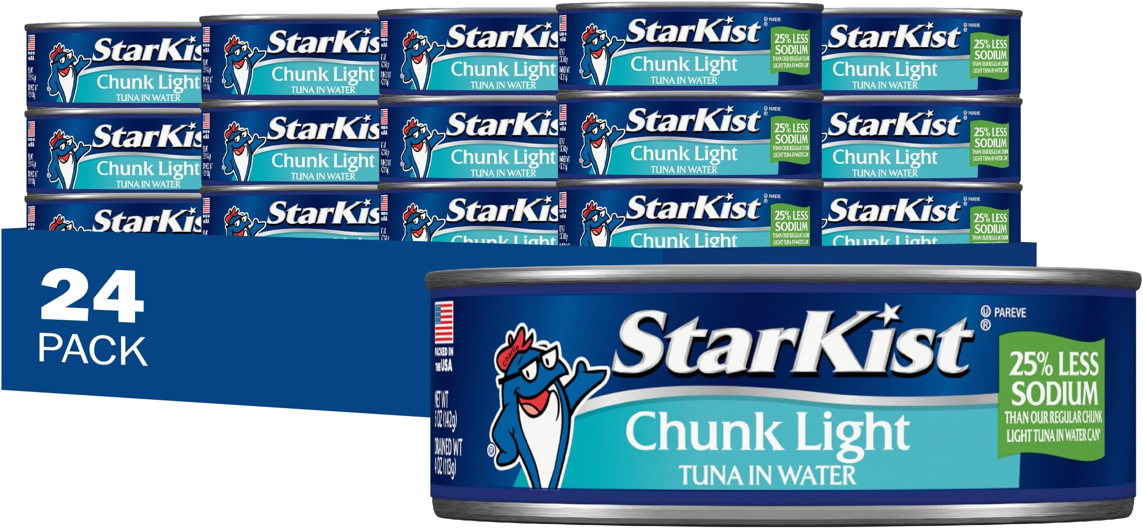 StarKist 25% Less Sodium Chunk Light Tuna in Water – 5 oz Can (Pack of 24)