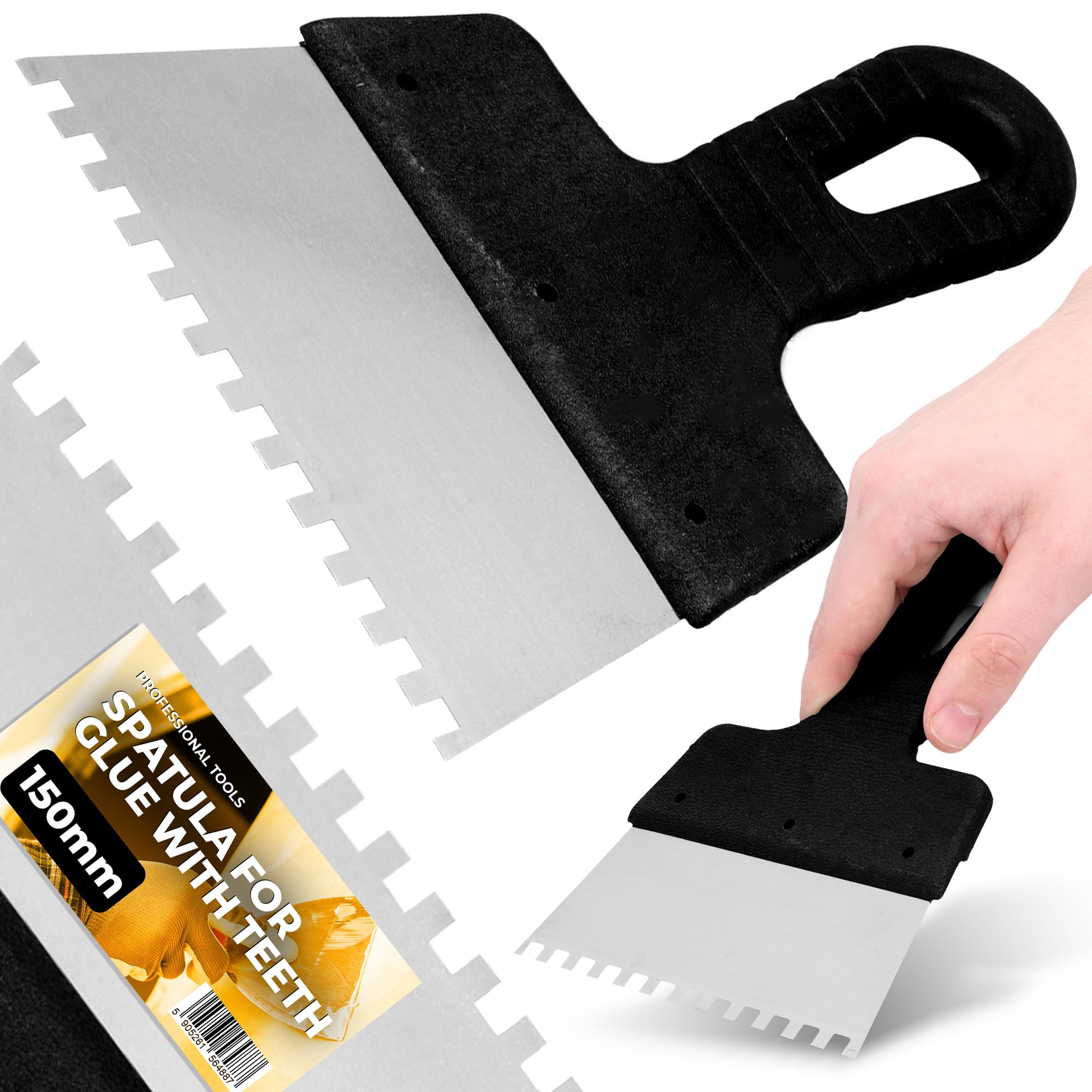 Frattazzo Piastrelle Dentato 150 mm 6x6 mm Cazzuola a Denti Acciaio Inossidabile Spatola Lisciatrice Intonaco Strumento Applicazione Colla Malta Costruzione