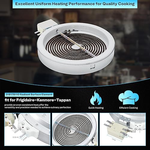 Miniatura 4 de Elemento de superficie radiante mejorado de 6 pulgadas para Electrolux Frigidaire 318178110 316010205 318198830 para LG MEE62385001 apto para