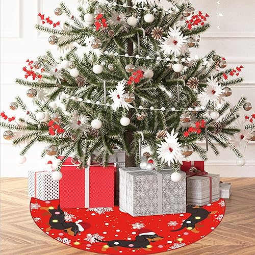 Miniatura 2 de Falda de árbol de Navidad, falda roja para árbol de invierno, falda de árbol de invierno de 48 pulgadas para perro, decoración de interiores y