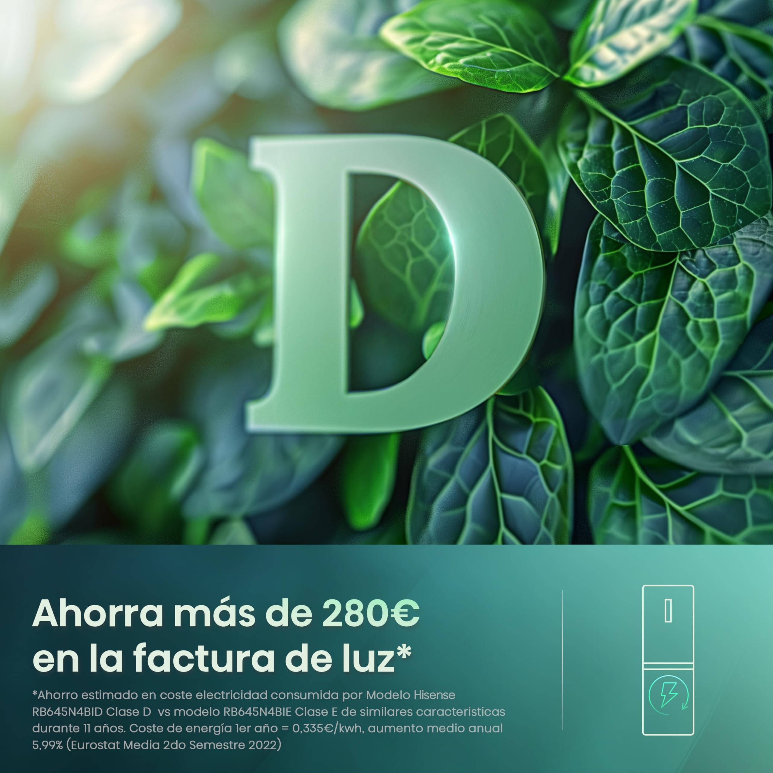 Hisense RB645N4BID Frigorífico Combi Inverter, Ancho especial 70Cm, Botellero, No Frost, 2 Metros,495Litros, Sistema de flujo de aire, Acabado Inox
