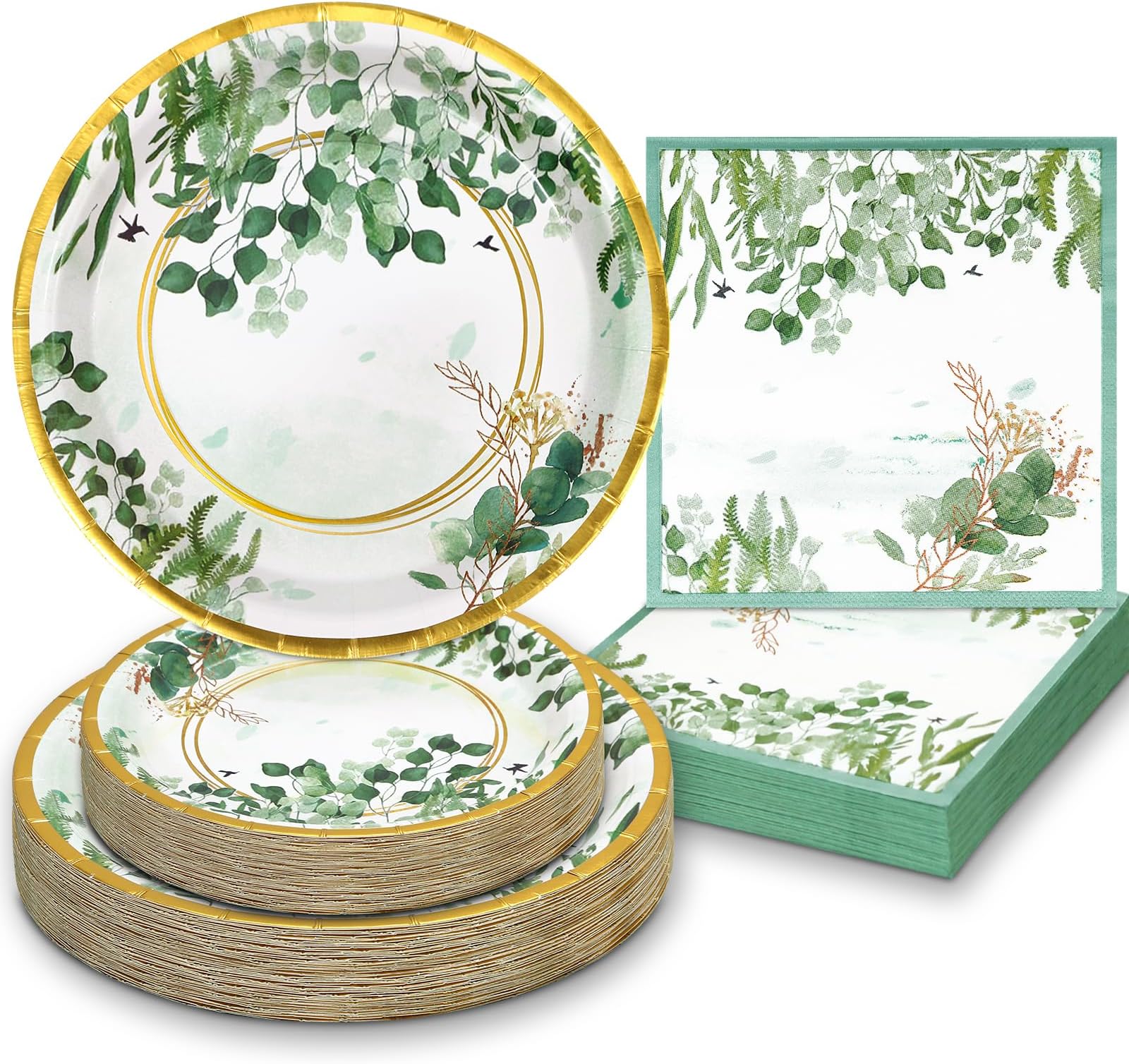 Suttmin 100Pcs Sage Green Paper Plates Sage Green Party