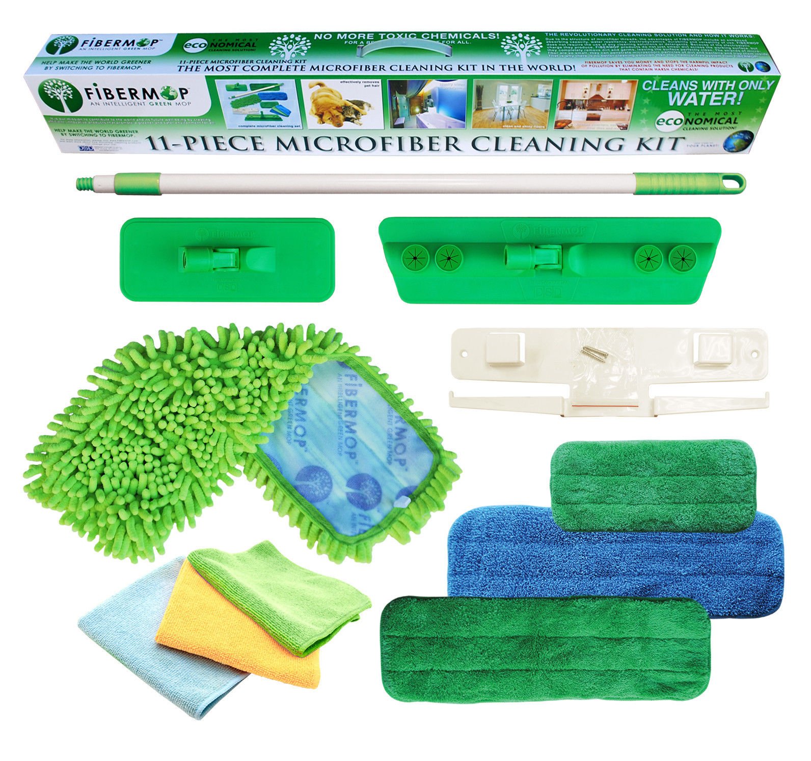 11 Piece Microfiber Cleaning Kit, Green