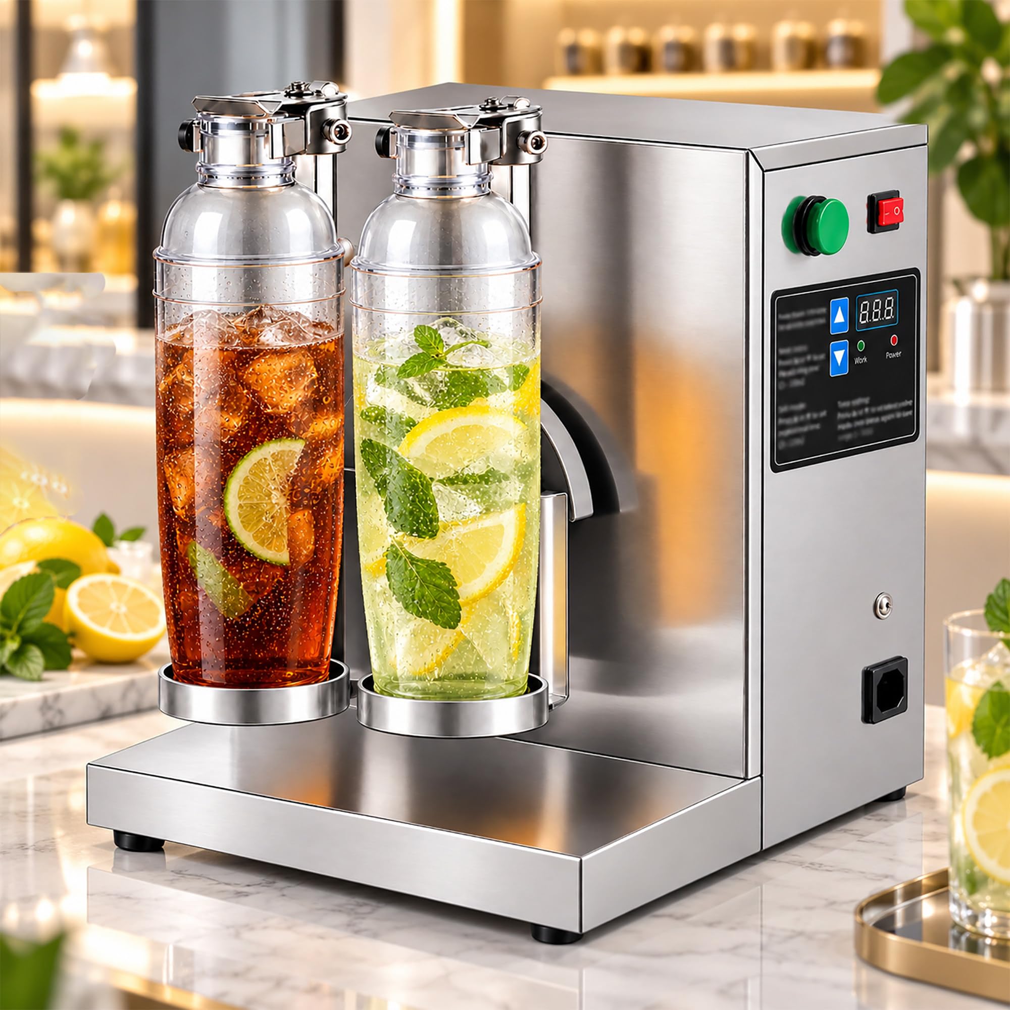 Shaker Électrique Double Tête pour Thé au Lait avec Support Réglable