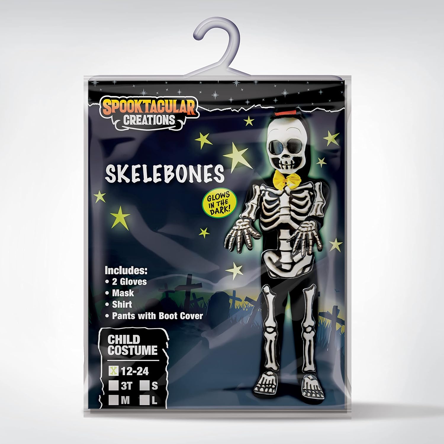 Spooktacular Creations Glows in the Dark Skeleton Costume for Boys, Halloween Skeleton Costume, Bone Jumpsuit for Kids