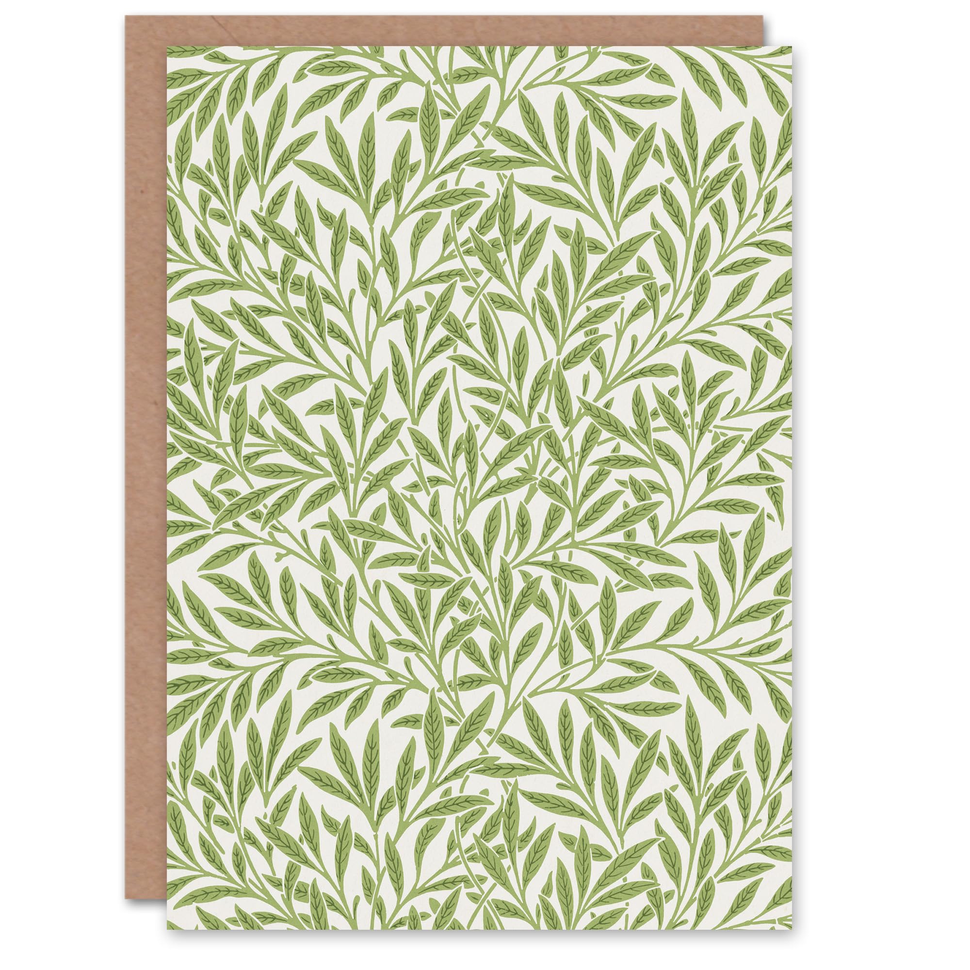 Artery8 William Morris Art Card Willow Leaves Bright Pattern