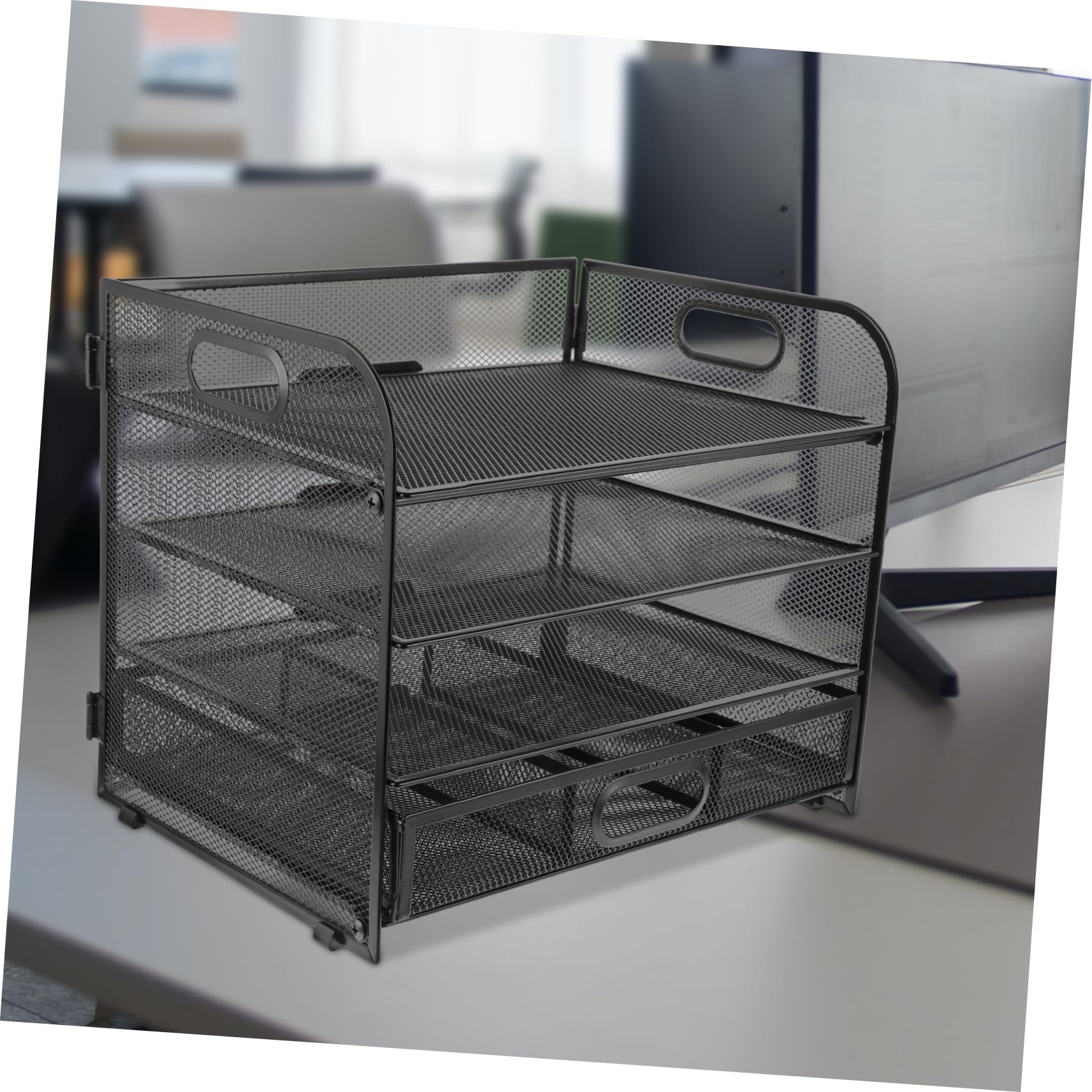 Organizador de Archivos de Escritorio Negro de Acero al Carbono