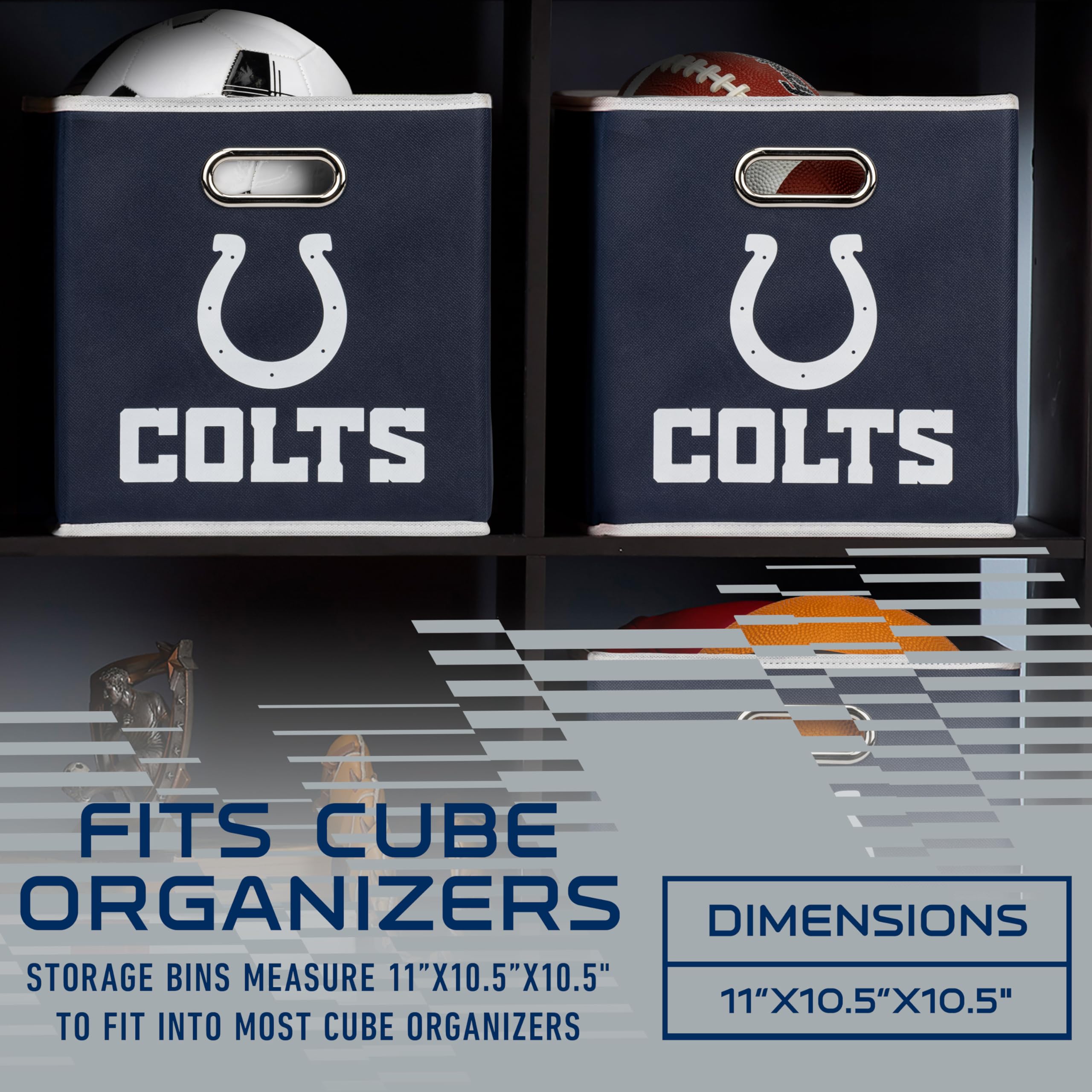 Franklin Sports NFL Indianapolis Colts Collapsible Storage Bin NFL Folding Cube Storage Container Fits Bin Organizers Fabric NFL Team Storage Cubes One Size - Image 4