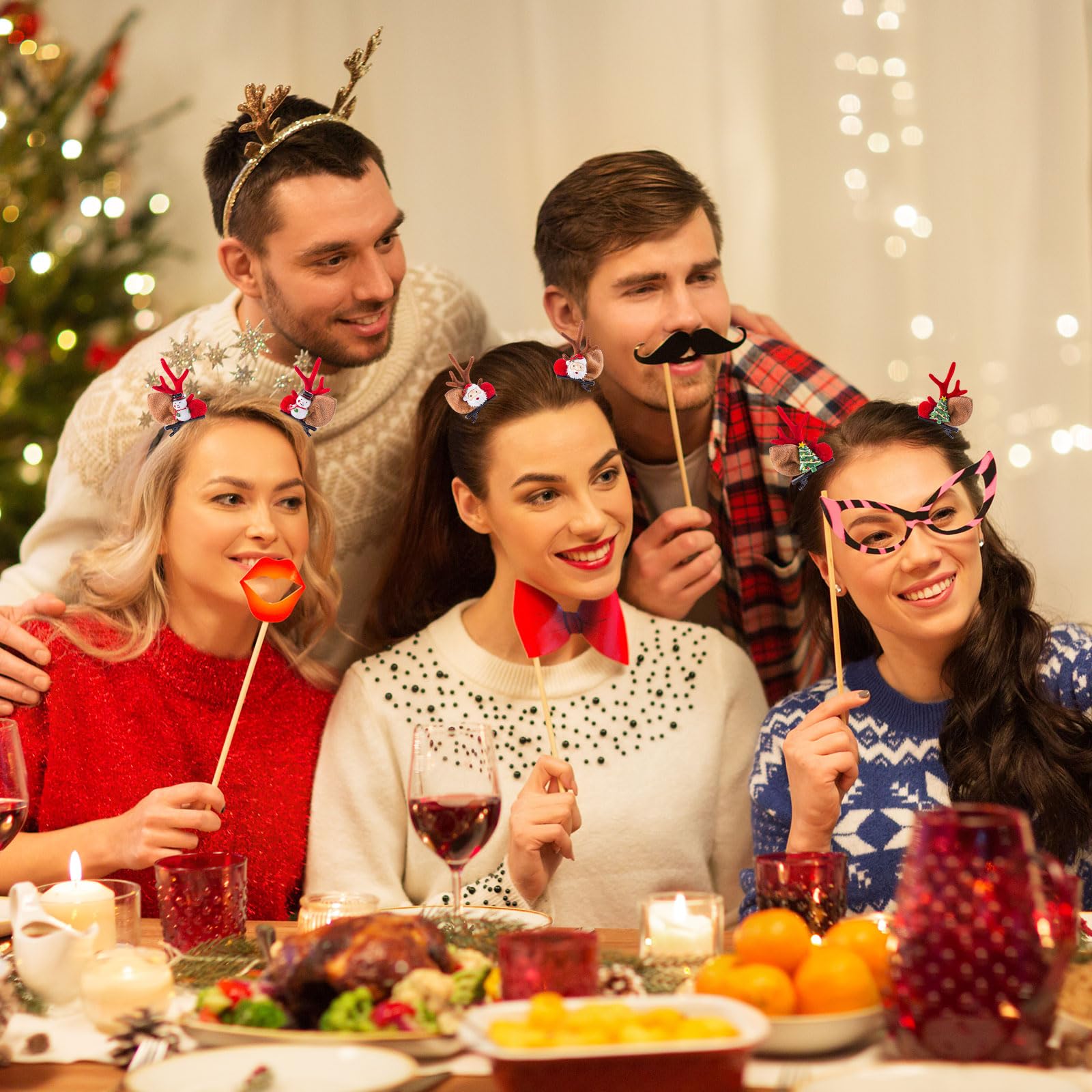 Amazon.co.jp: クリスマス ヘアクリップ 鹿の角 4ペアセット トナカイ