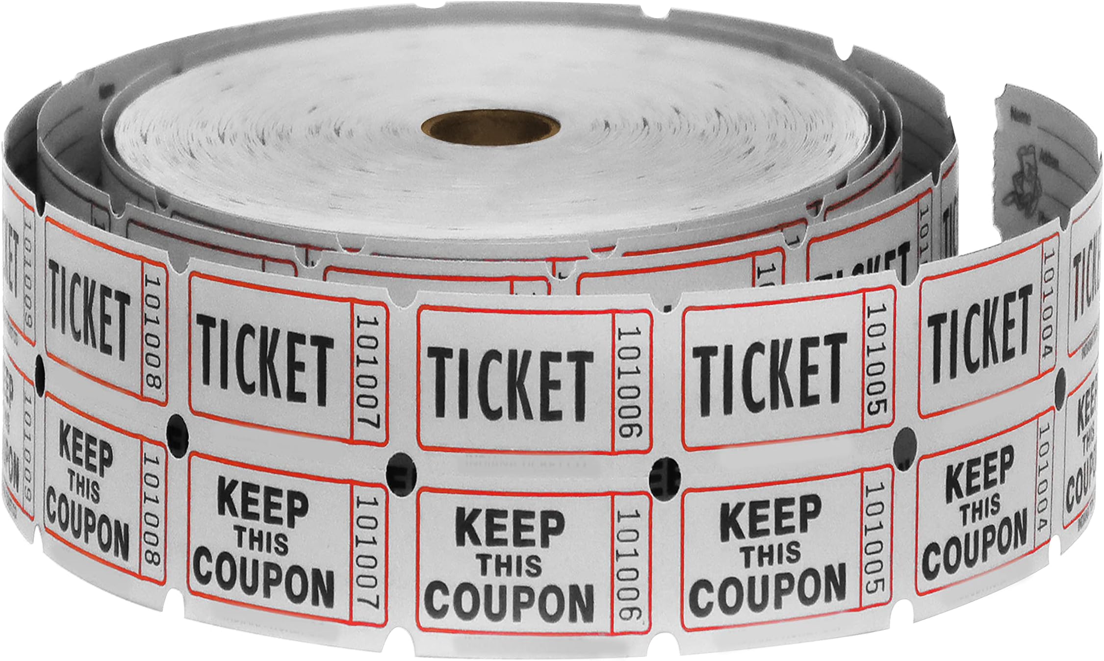 50/50 Raffle Tickets Double Roll - 2000 Ticket Count Per Roll - Easy Tear Away Stubs for Contact Info - Raffle Drum Tickets Roll for Drinks, Carnival, Chinese Auction, Events (White)