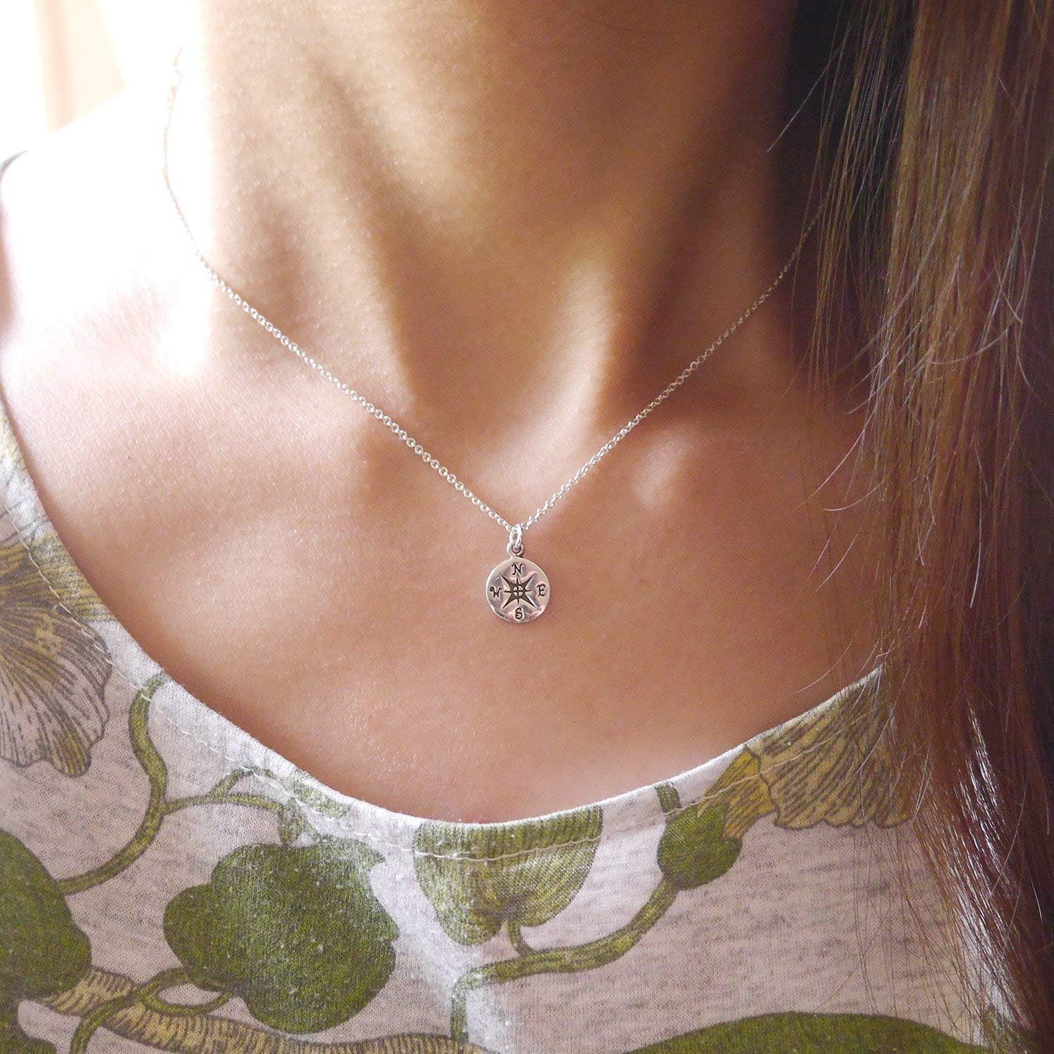 Wanderlust Compass Necklace for Graduation – Sterling Silver Meaningful Travel Gift for Her, Dainty Adventure Jewelry 18'' Length - Image 4