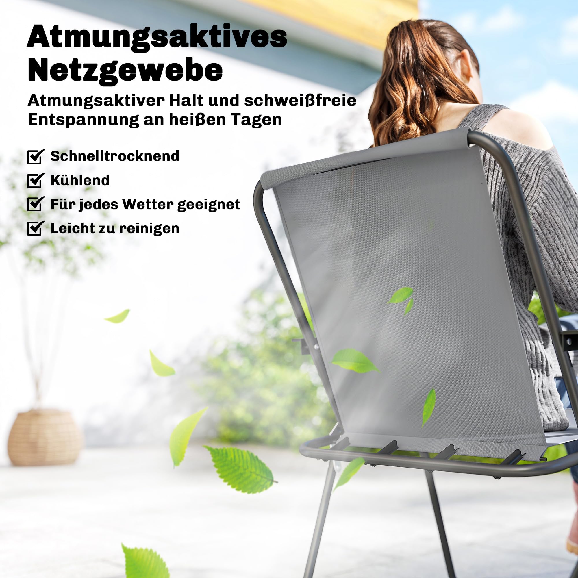 Outsunny Gartenmöbel Set Sitzgruppe 8-teilig Glastisch 119 x 68cm mit 6 Klappstühlen Wasserwellenmuster Sonnenschirm Atmungsaktive Essgruppe für Terrasse Outdoor-Bereich Grau