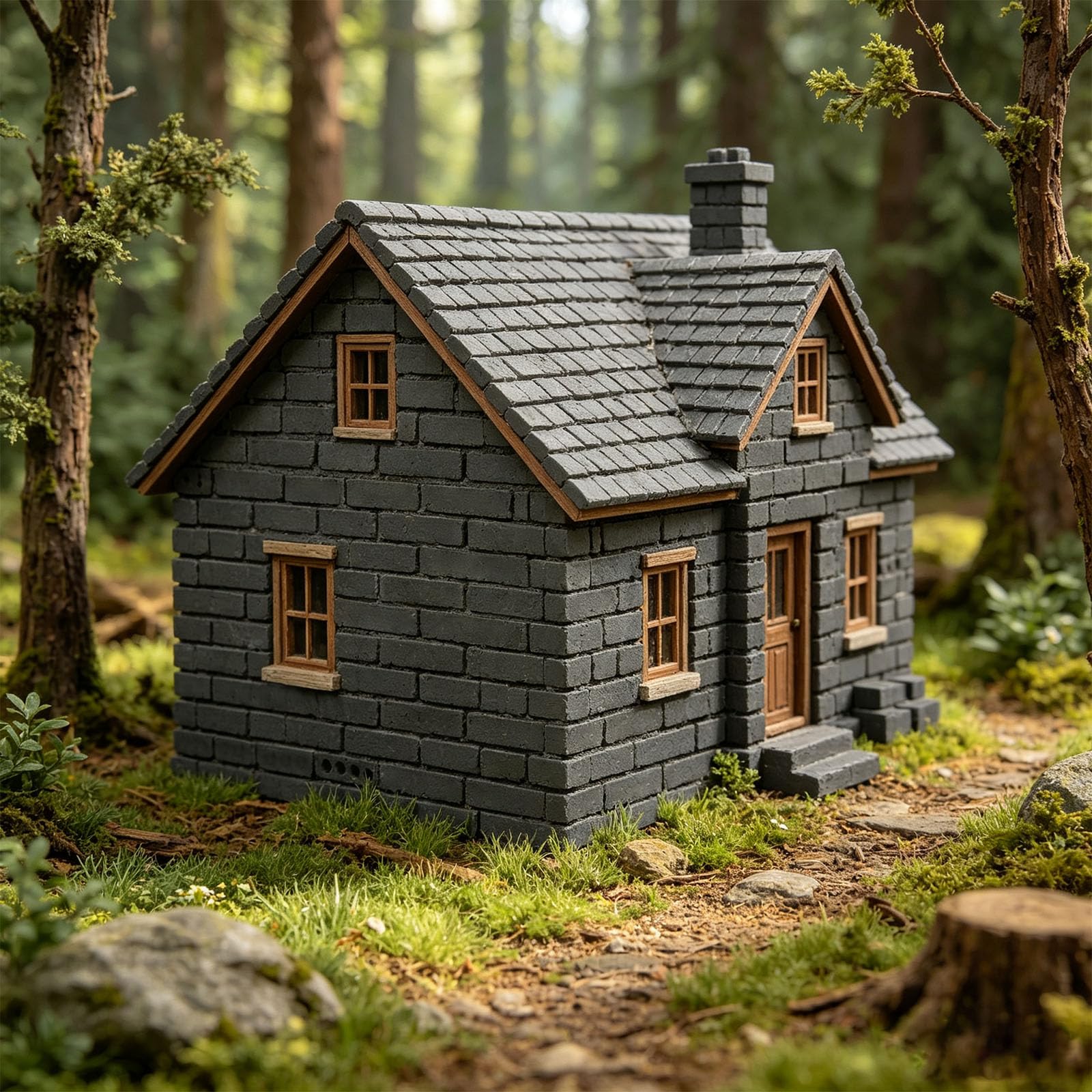 Miniaturowe cegły miniaturowe cegły model cegieł, mini szare cegły, model, stół piaskowy, akcesoria mikrokrajobrazowe, DIY, domek dla lalek, diorama, wróżka (szara, 300 szt., wersja o