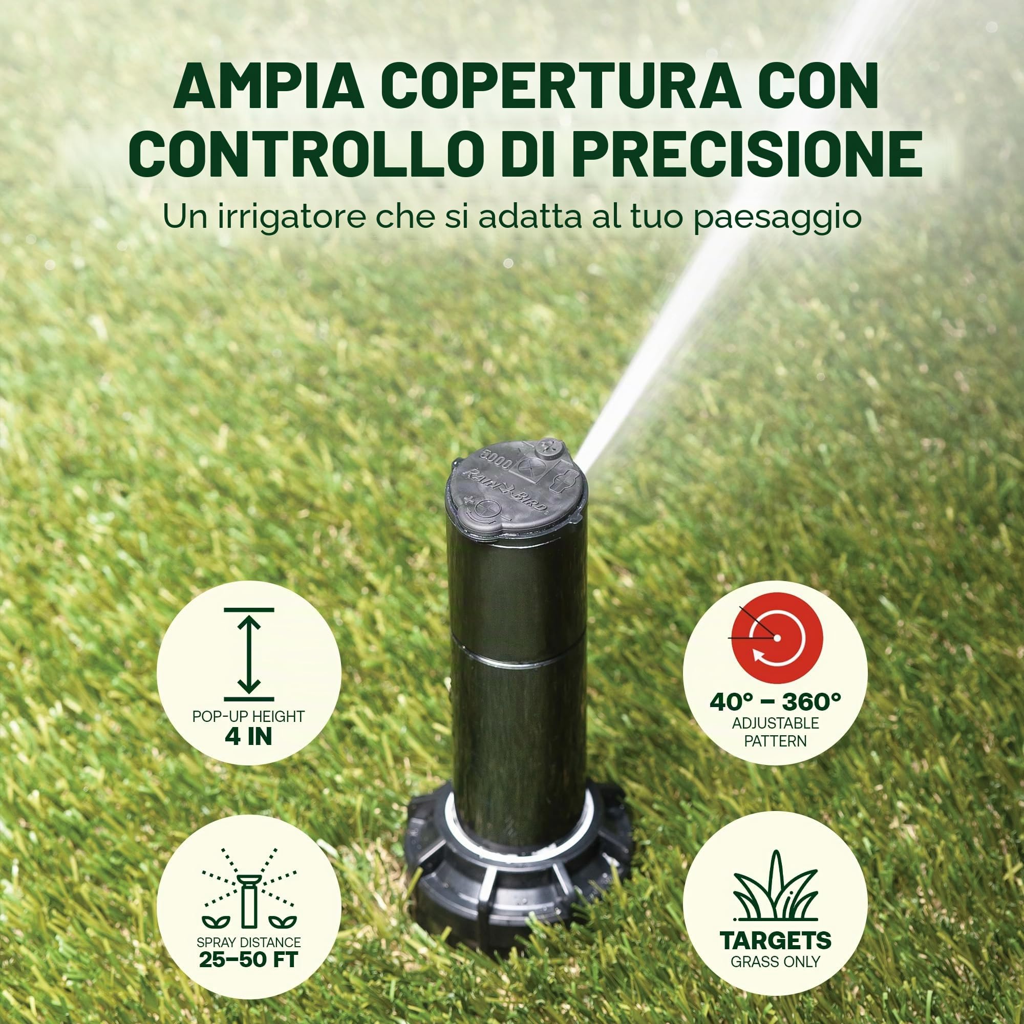 Rain Bird 5000 - Set di 4 testine a rotore per l’irrigazione