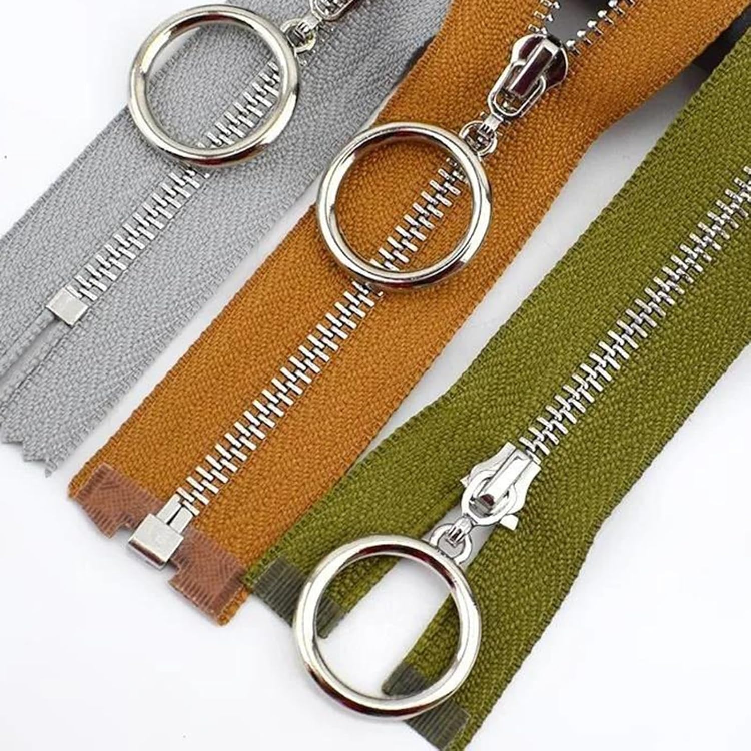 Cremalleras Metálicas de Nylon de Recambio para Co 5 Cremalleras de Metal, Cremalleras Fuertes, Cremalleras Coloridas.(Army Green,Open End 40Cm)