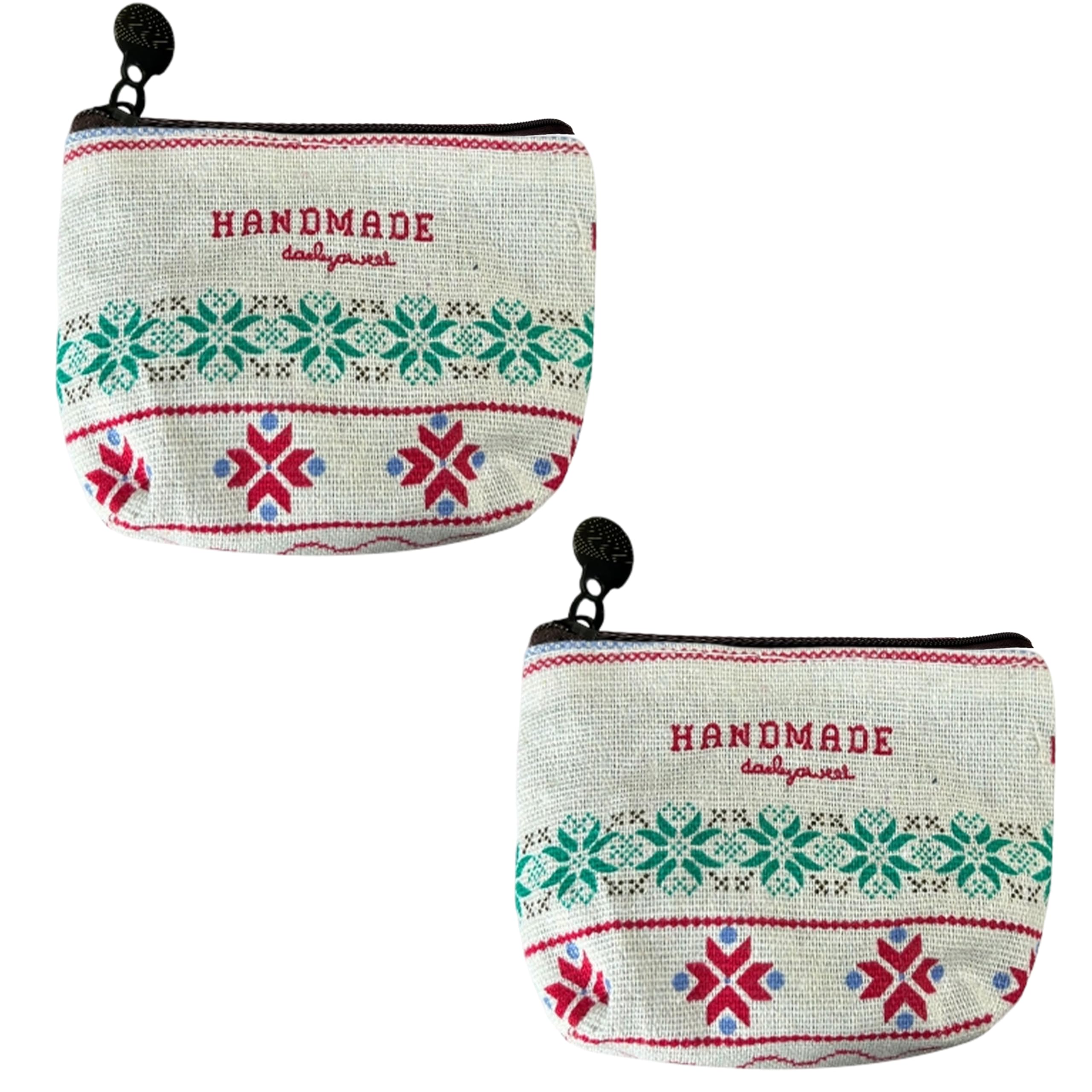 Kraptick Multipurpose Coin Pouch – Compact Zipper Purse for Coins, Cash & Small Essentials Durable & Stylish Fabric Mini Organizer for Daily Use (Geometric Pattern) (Pack of 2)