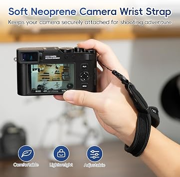 JJC Camera Wrist Strap, Soft Neoprene Hand Strap for Sony ZV-1 RX100 VI V IV III II VA Ricoh GR IV GR IIIx GR III HDF Canon EOS R100 G7X Mark III II G9X Mark II & More Compact Mirrorless Camera