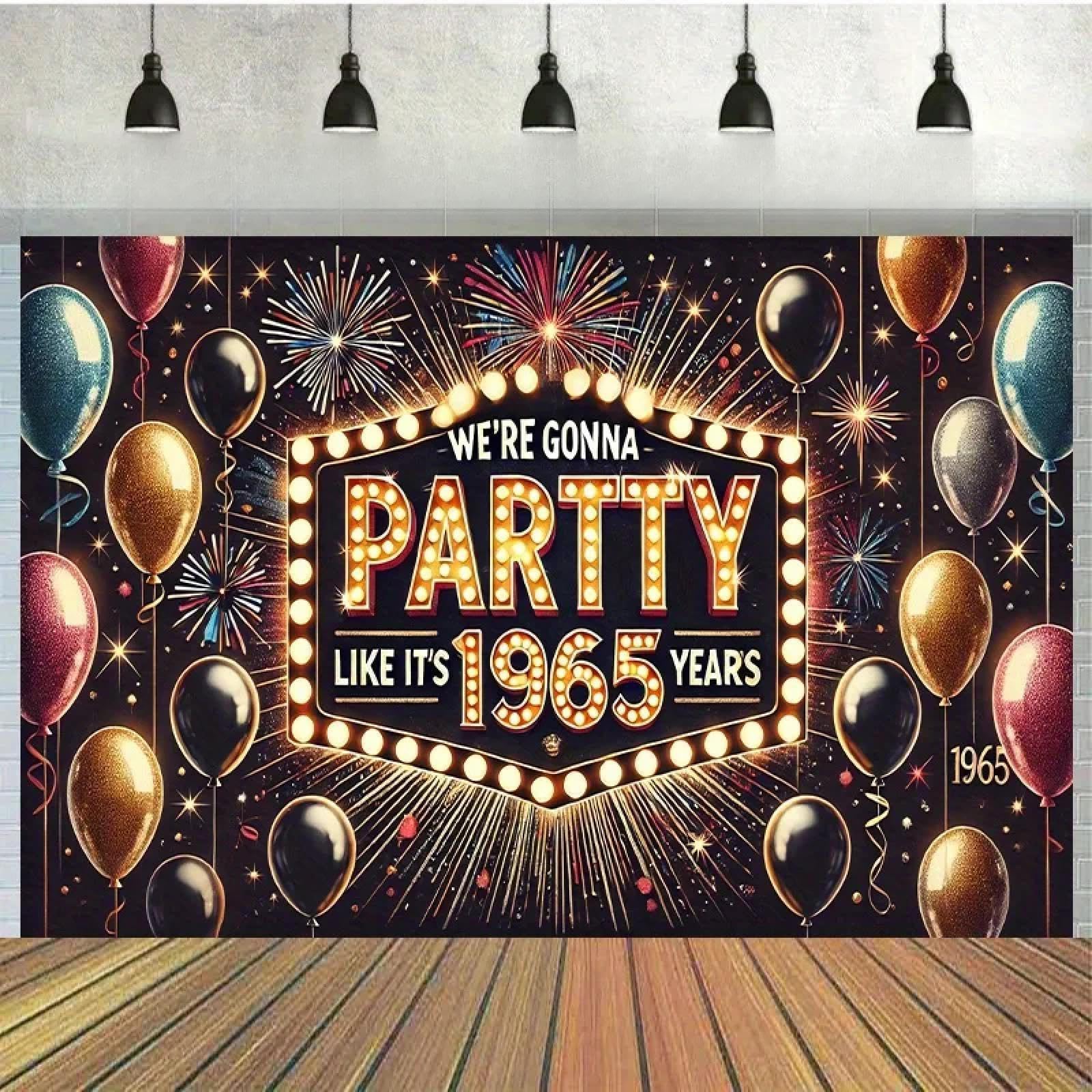 Baner w tle retro z 1965 roku z tekstem w stylu neonowym, nie wymaga zasilania 440 x 300 cm